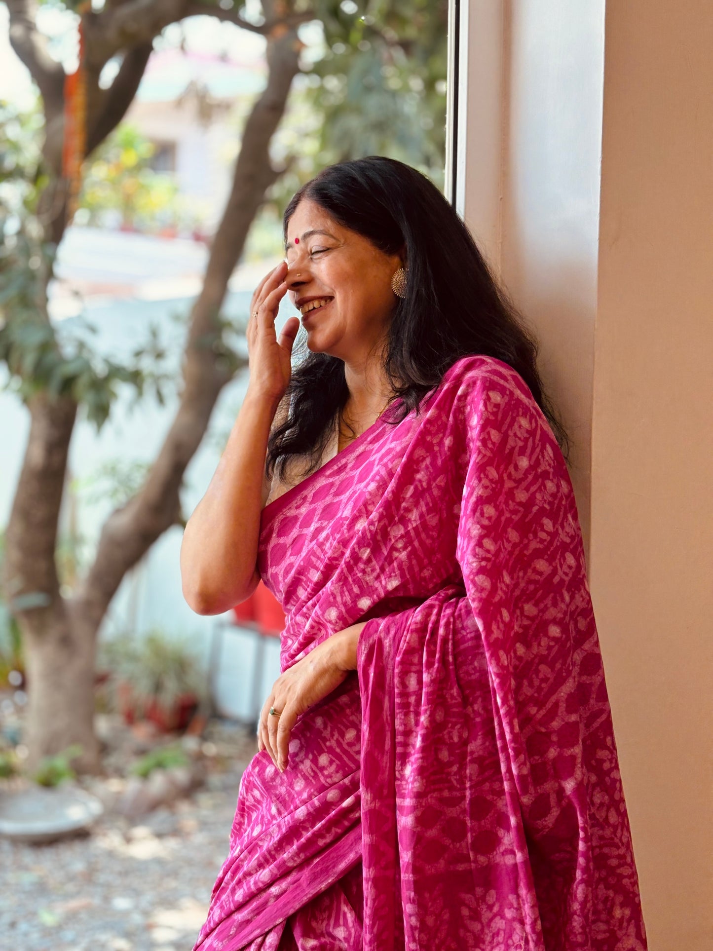 Pink Handblock Printed Mul Cotton