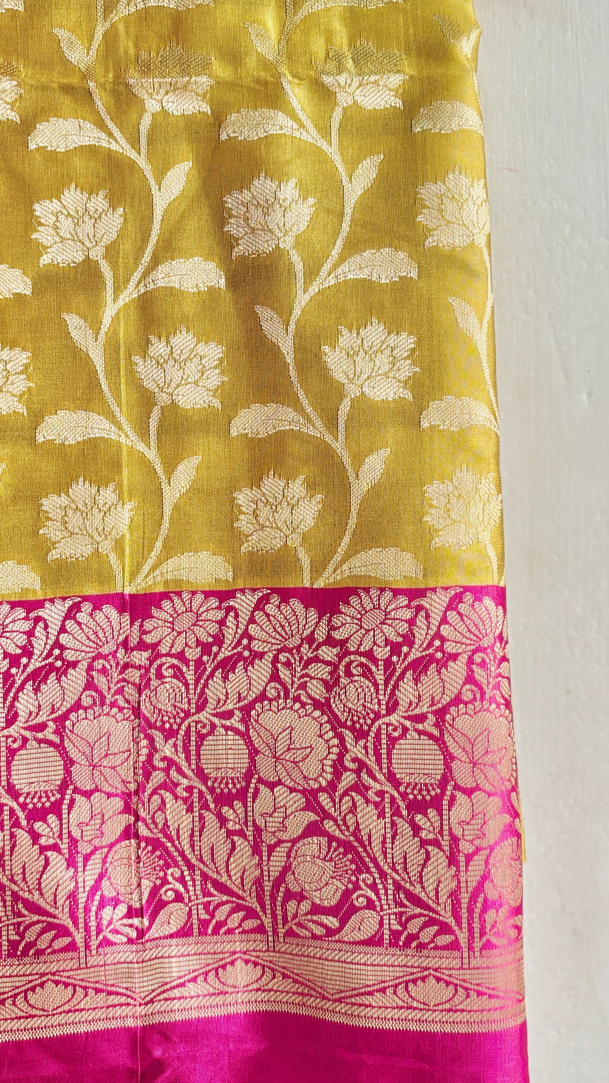 Green and Pink Semi-Silk Banarasi Suit Set