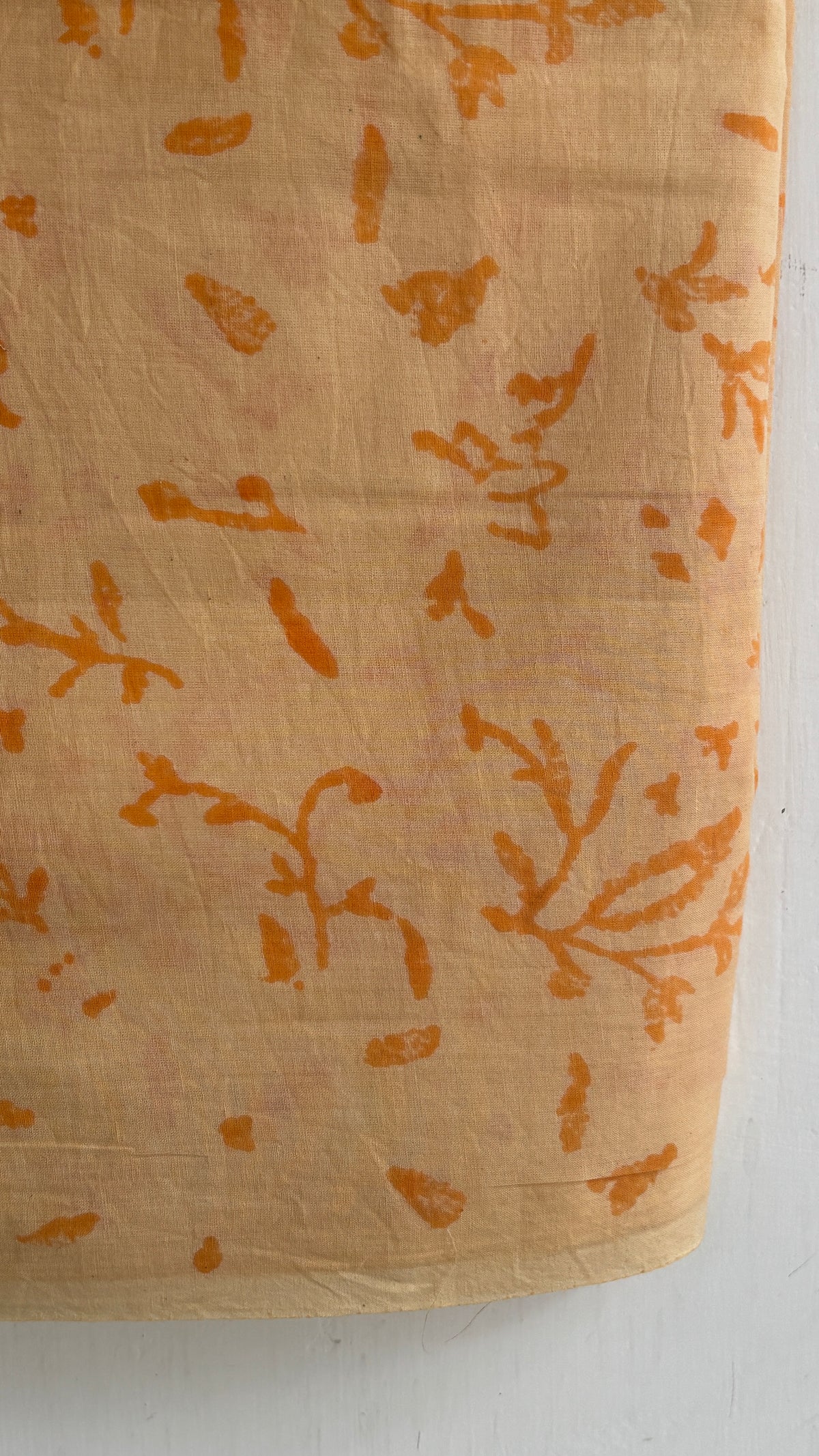 Handblock Printed Lemon Cotton Linen Suit Set with Silver Zari Border