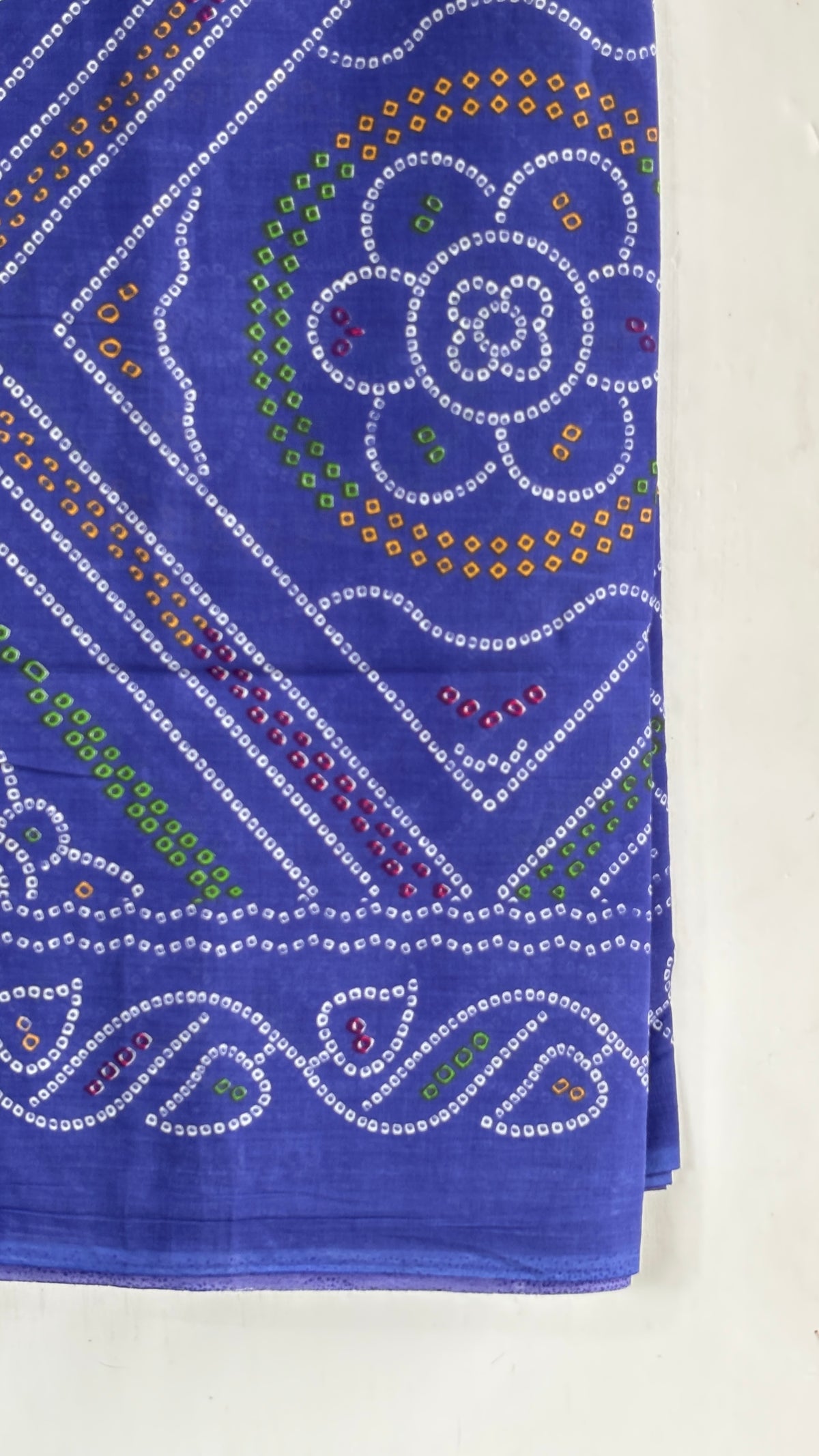 Royal Blue Bandhani Print Mul Cotton Saree