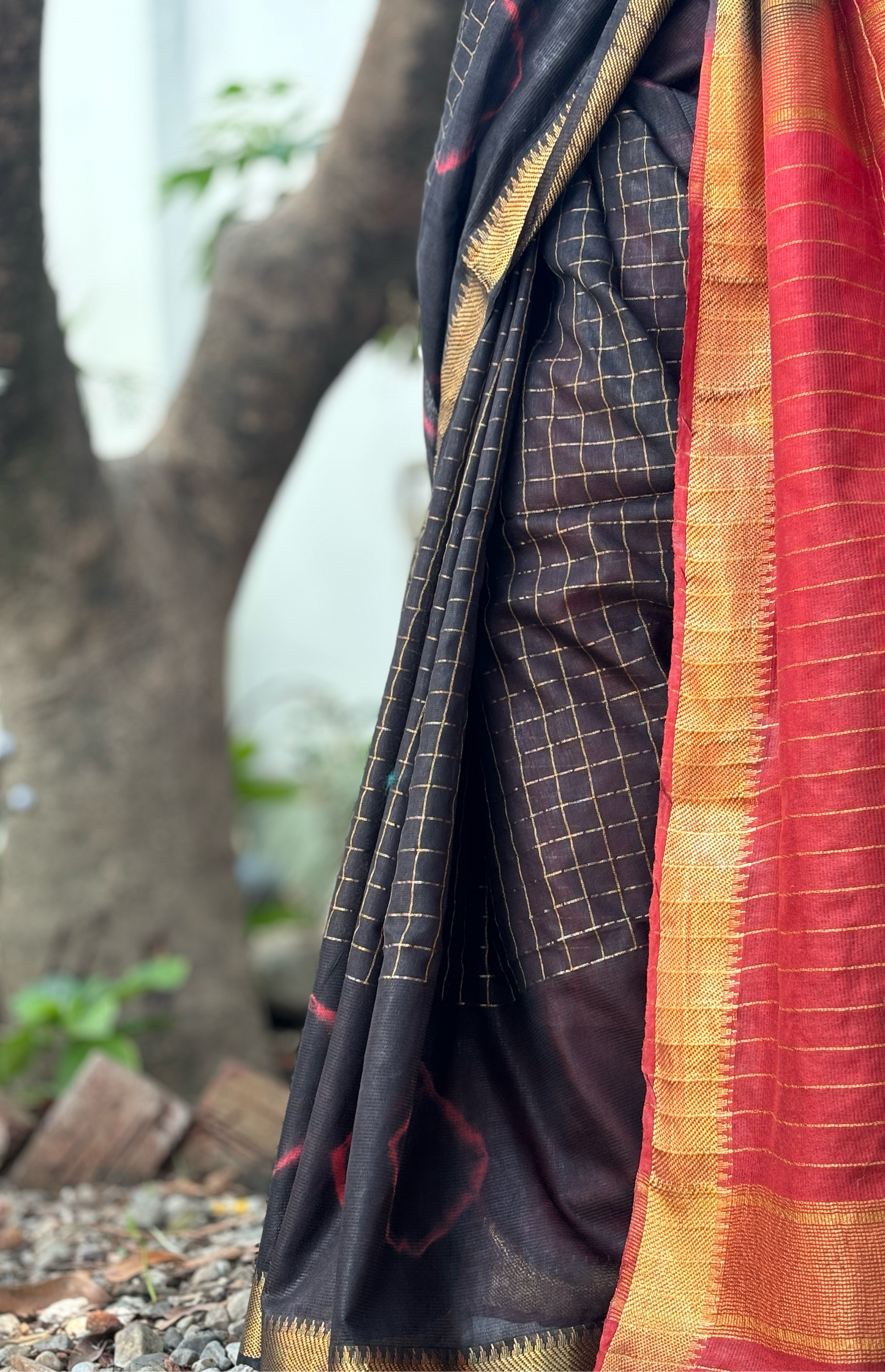 Black and Red Batik Print