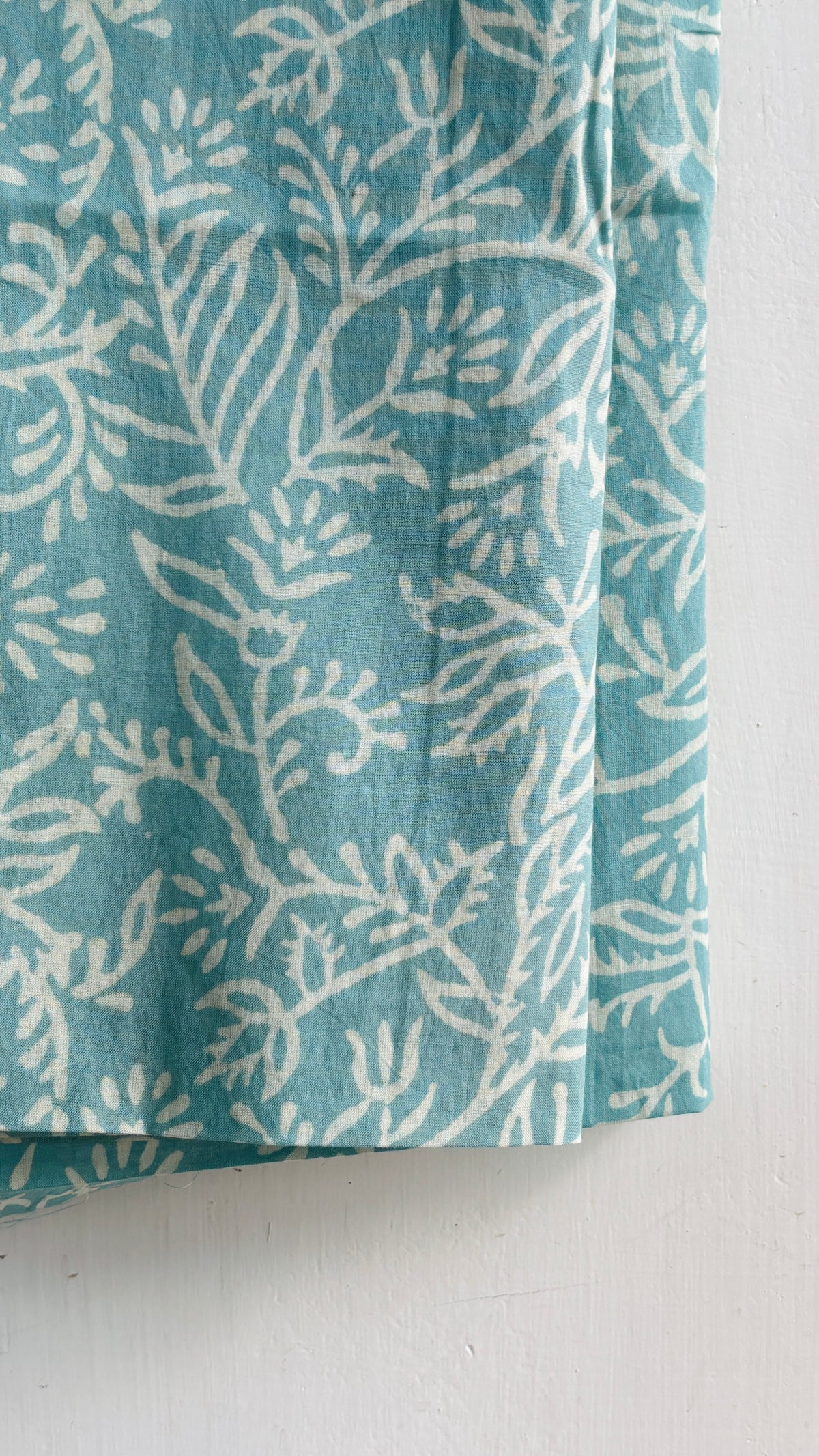 Teal Floral & Paisley Handblock Chanderi Silk Set