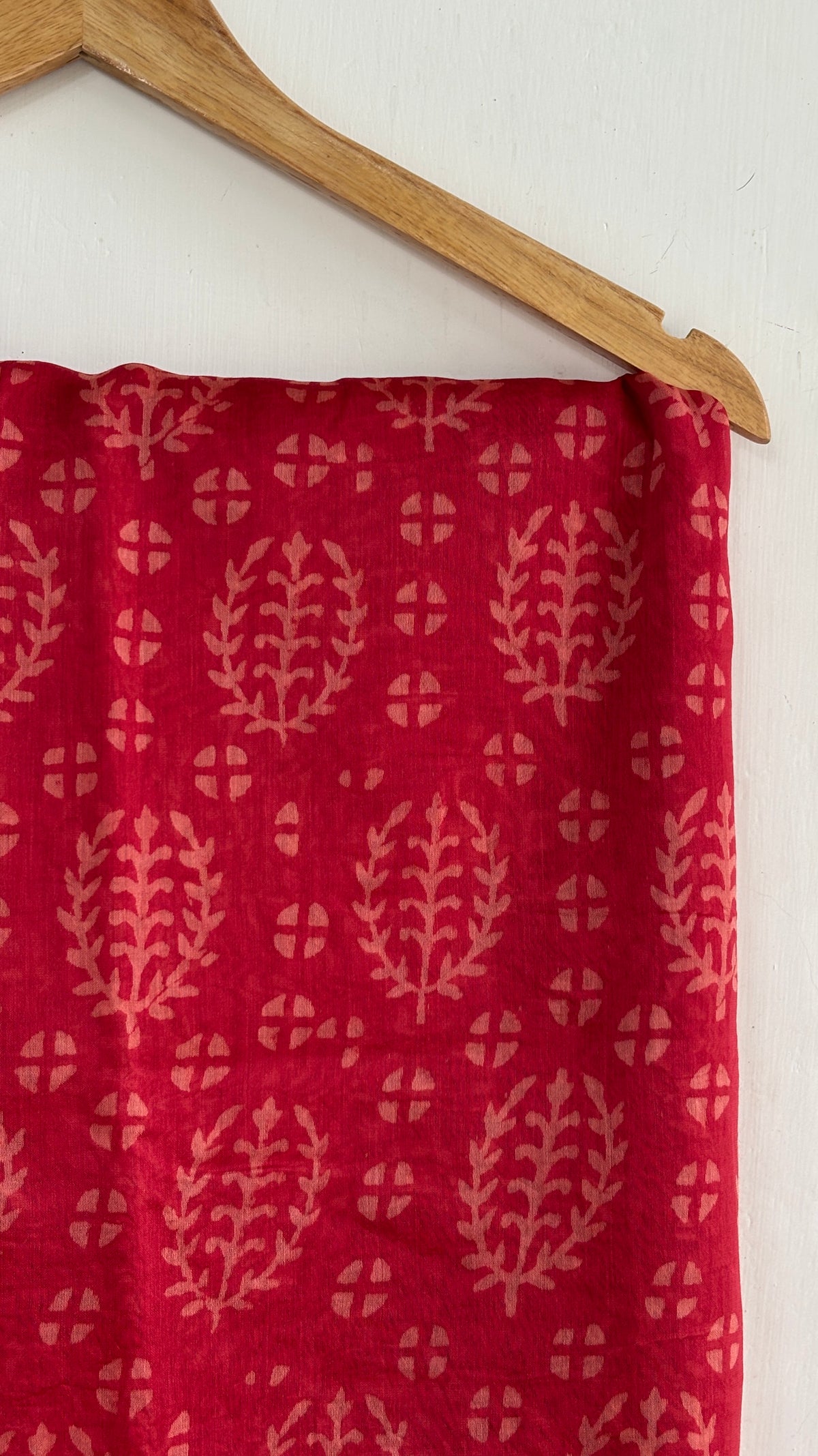 Red Handblock Printed Chanderi Silk Saree