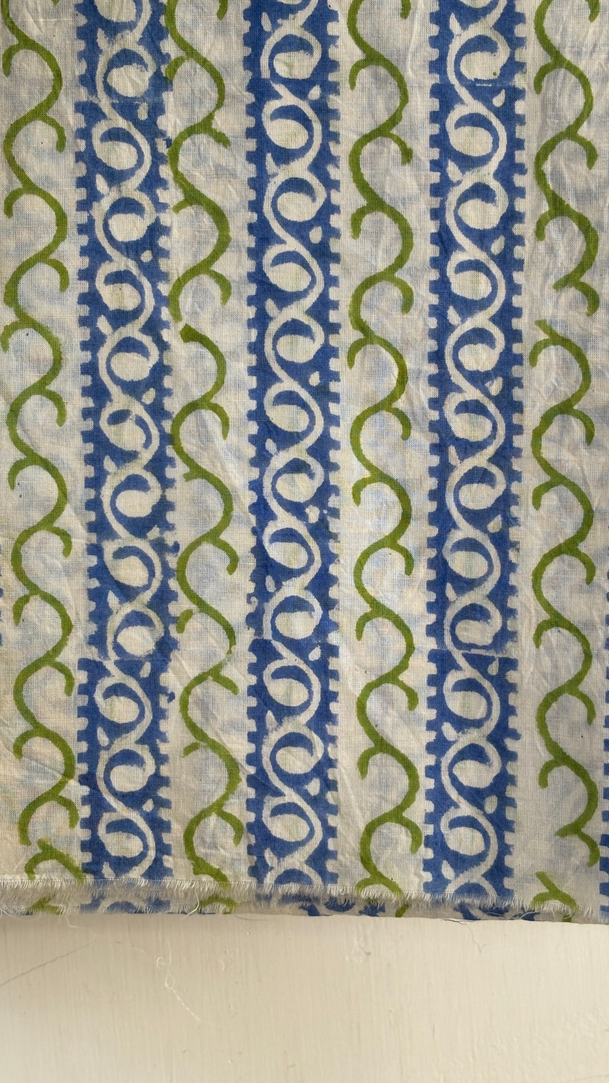 Blue and Green Cotton Suit Set with Kota Doria Dupatta