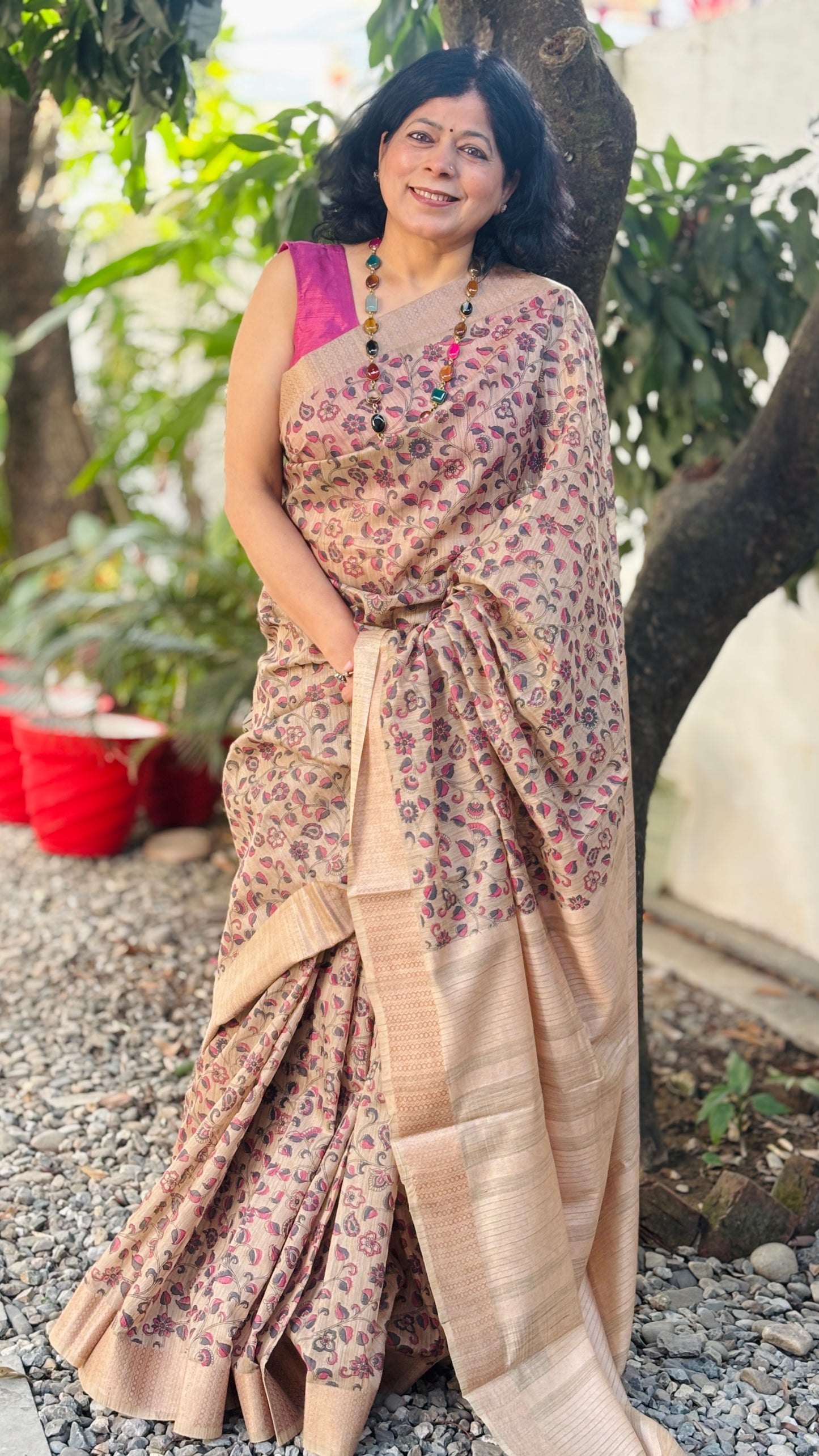 Beige and Pink Floral