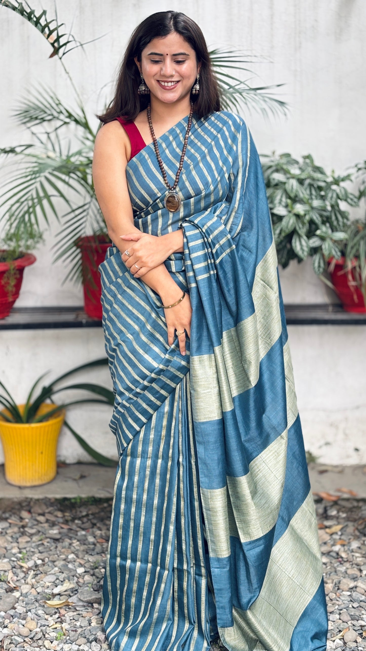 Blue Striped Saree