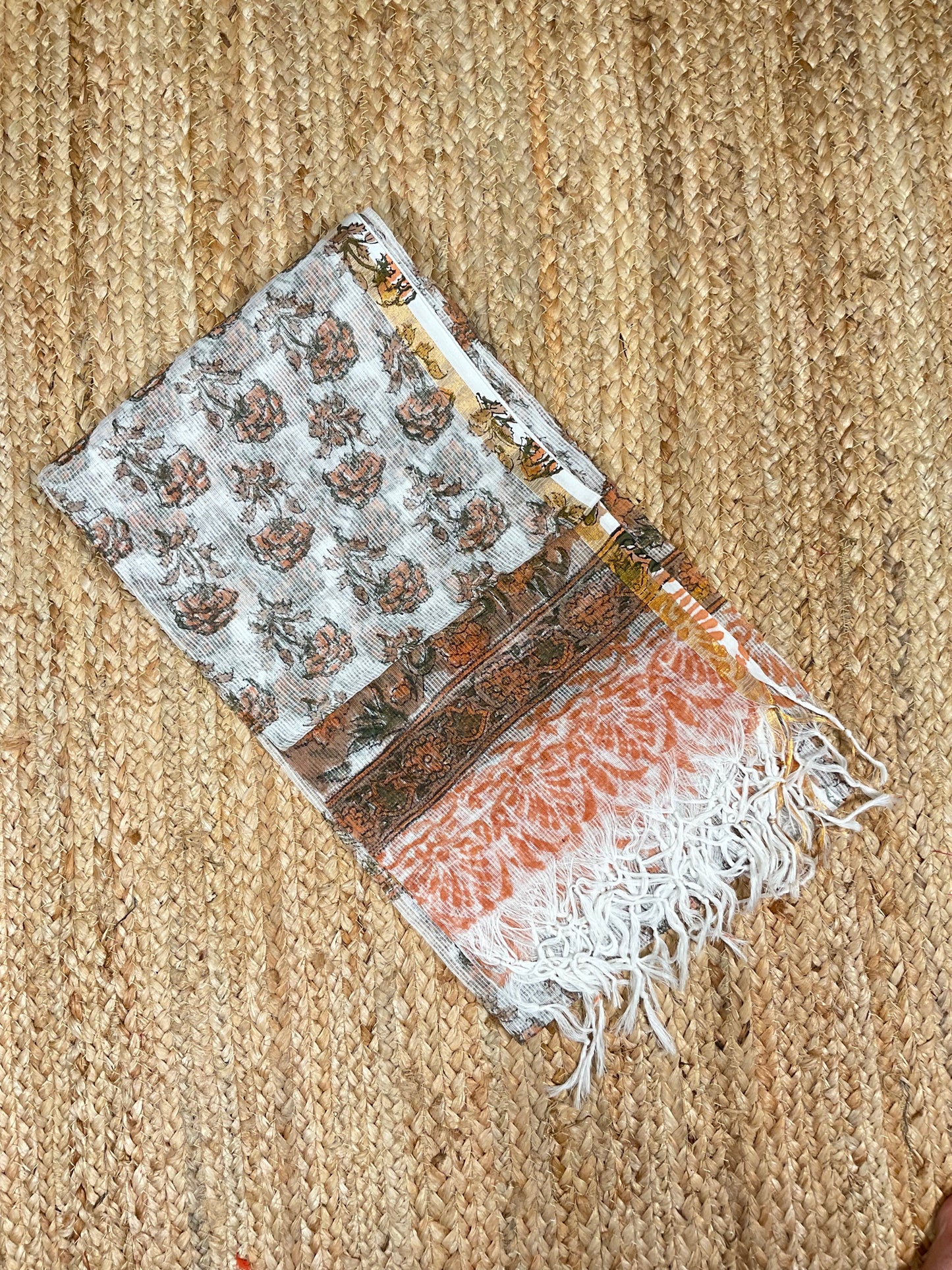 Brown Handblock Printed Mul Cotton Suit Set