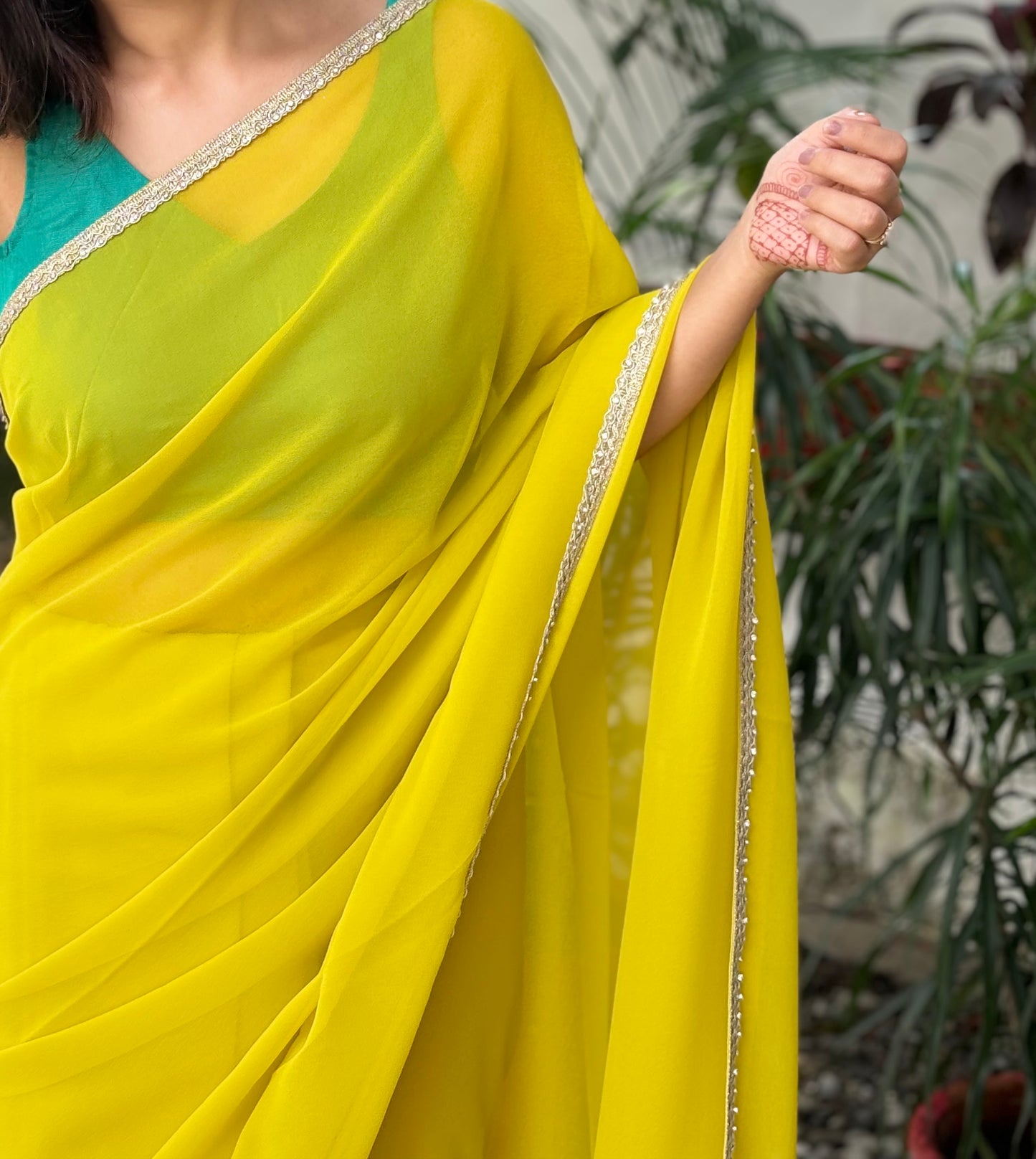 Lime-Yellow Georgette