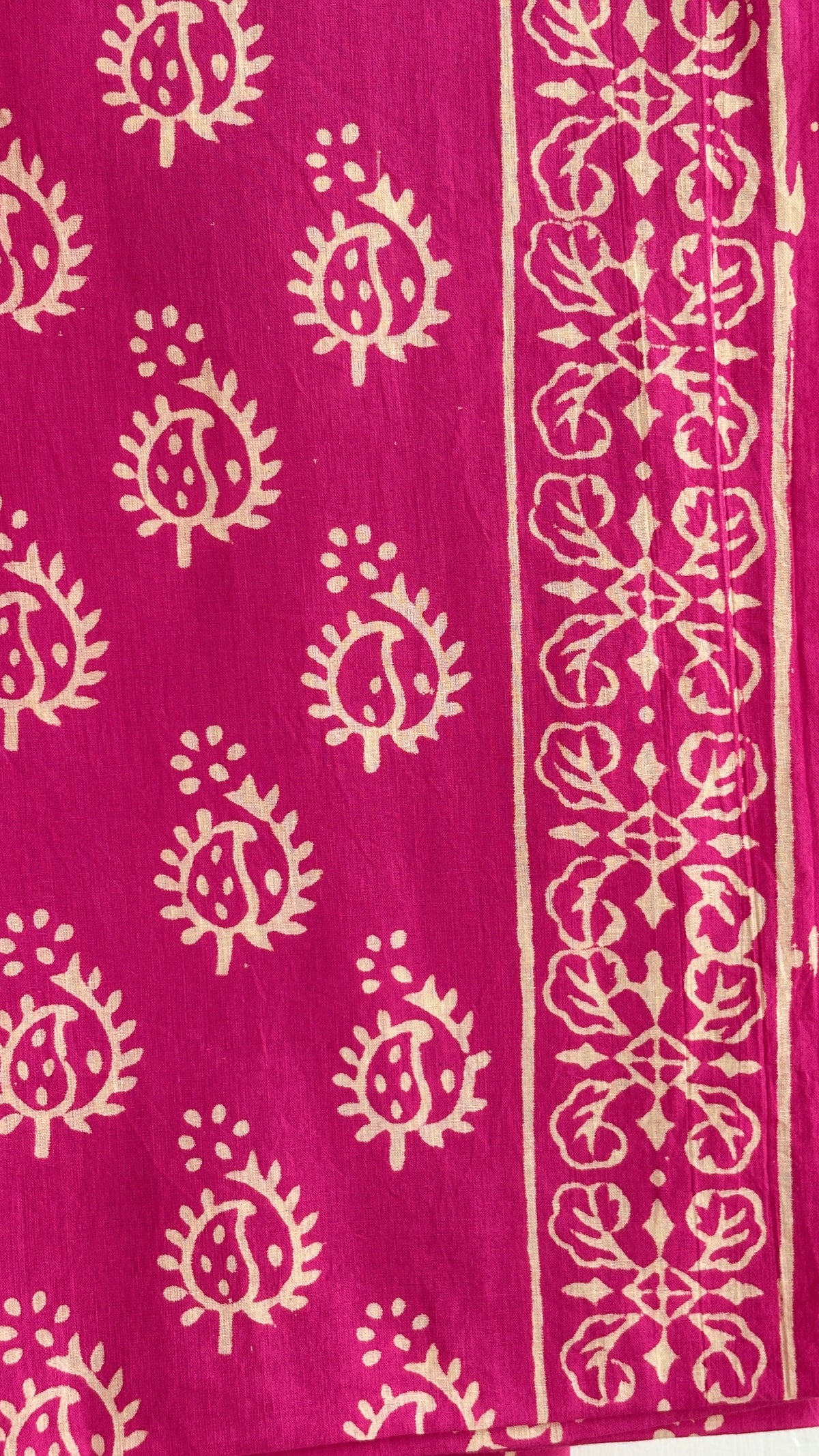 Bright Pink Cotton Suit Set with Kota Doria Dupatta