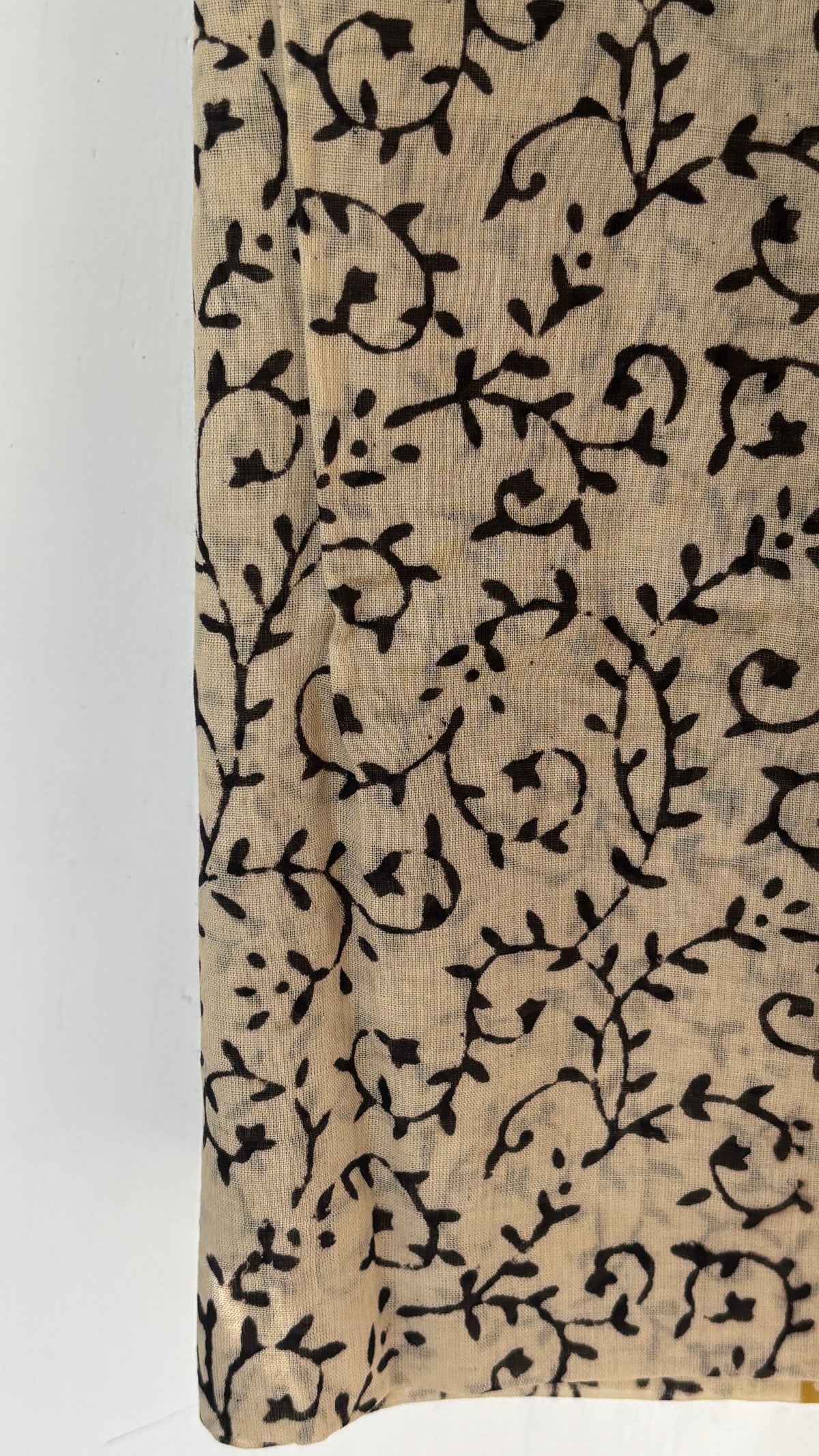 Red and Beige Floral Handblock Printed Cotton Suit Set with Cotton Dupatta