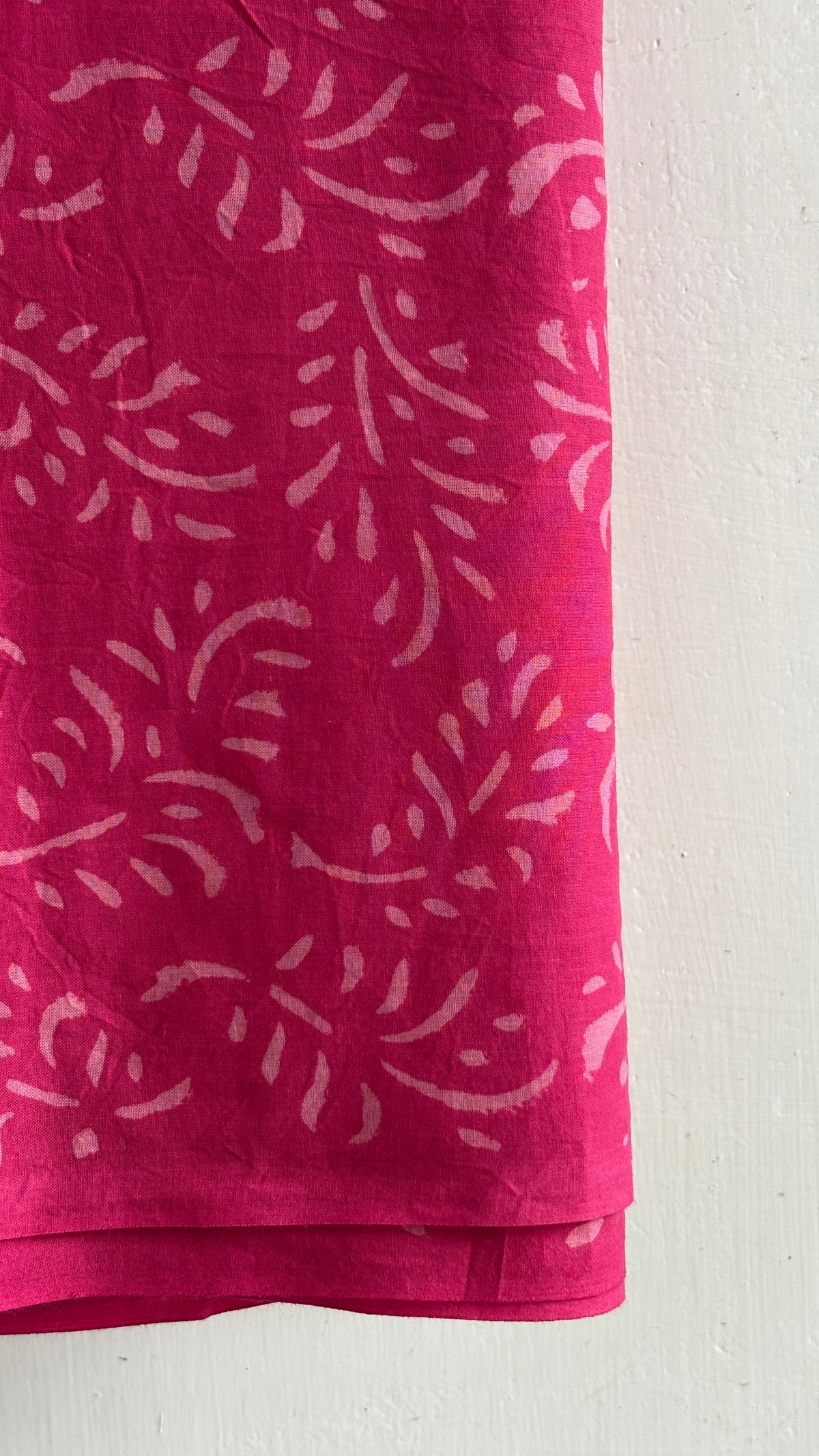 Rani Pink Floral Handblock Chanderi Silk Suit Set