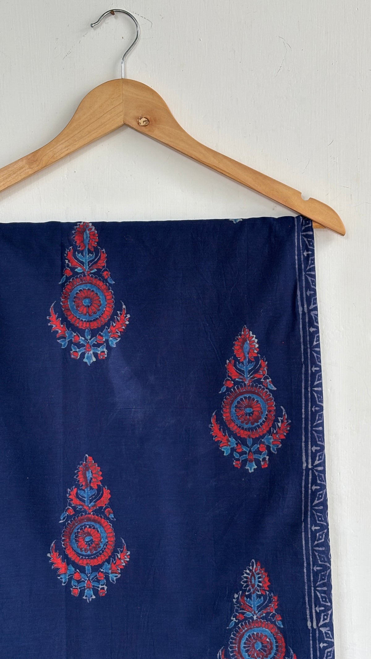 Ornamental Motif Handblock Mul Cotton Saree