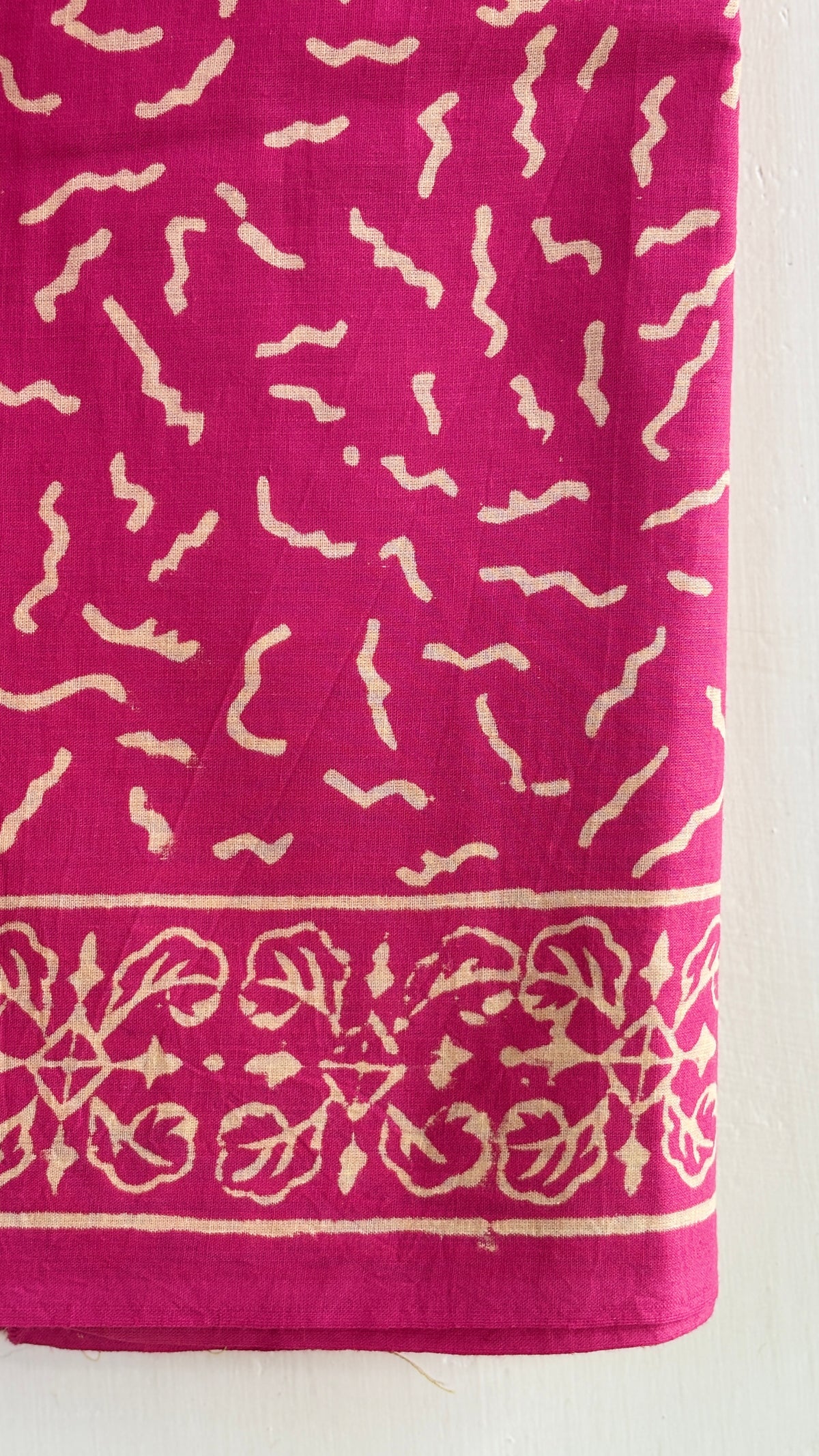 Bright Pink Cotton Suit Set with Kota Doria Dupatta