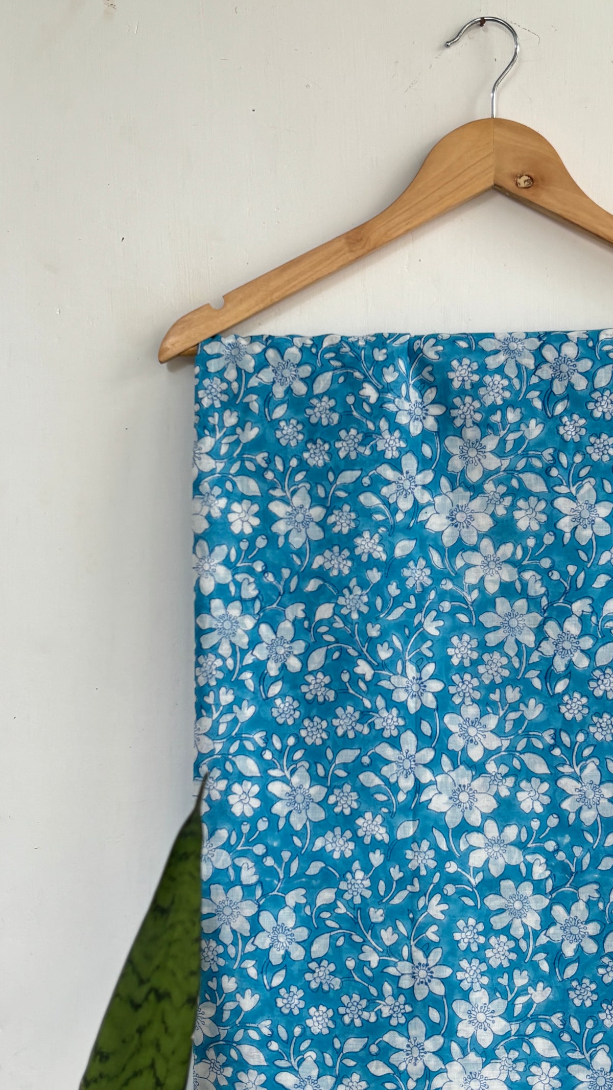 Light Blue and White Floral Printed Mul Cotton Saree