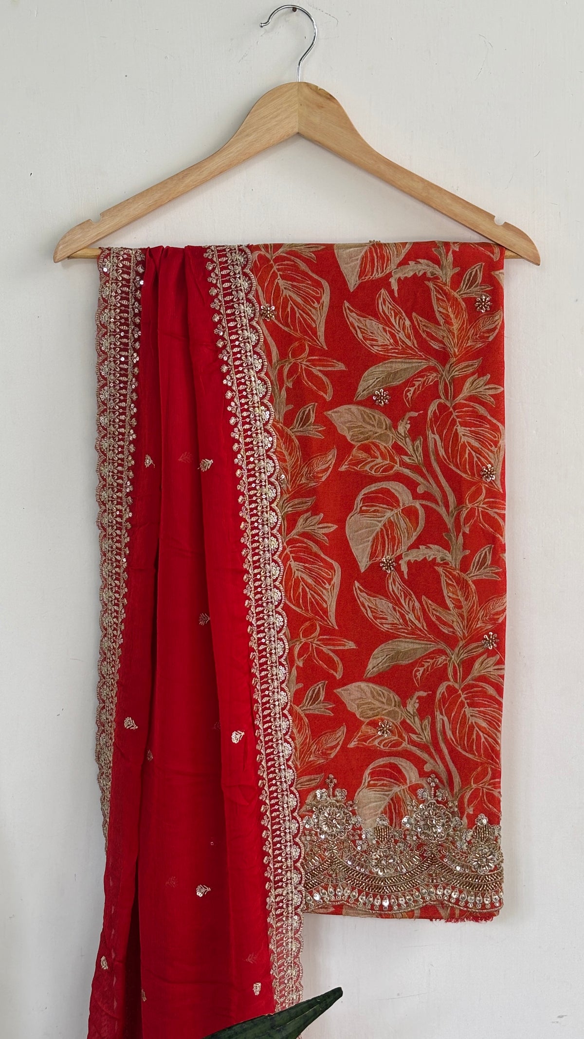 Floral Printed Suit Set with Sequin Work Dupatta