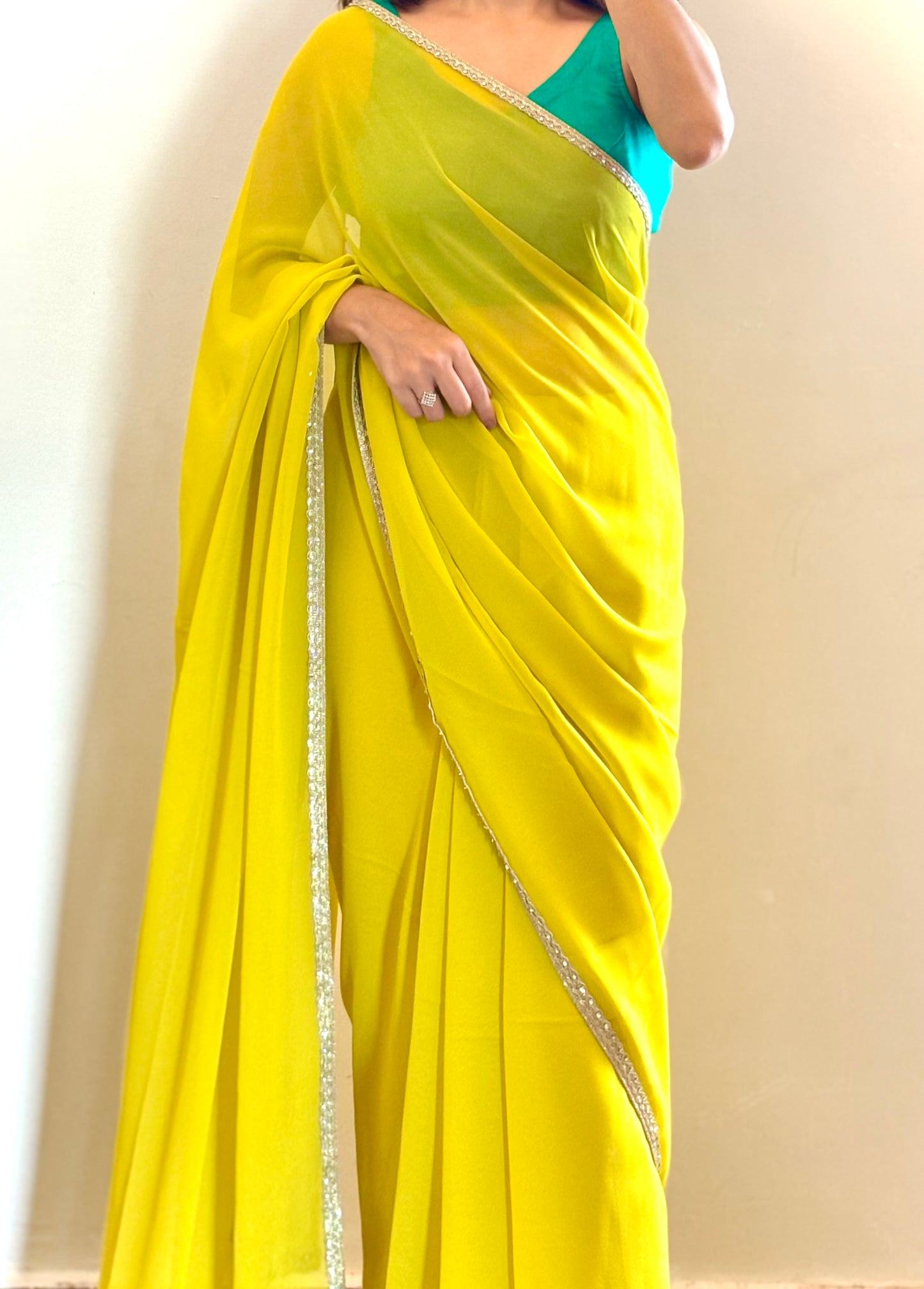 Lime-Yellow Georgette