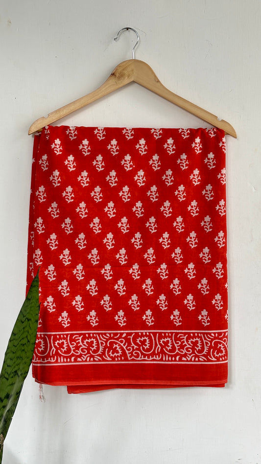 Floral Buti Print Mul Cotton Saree
