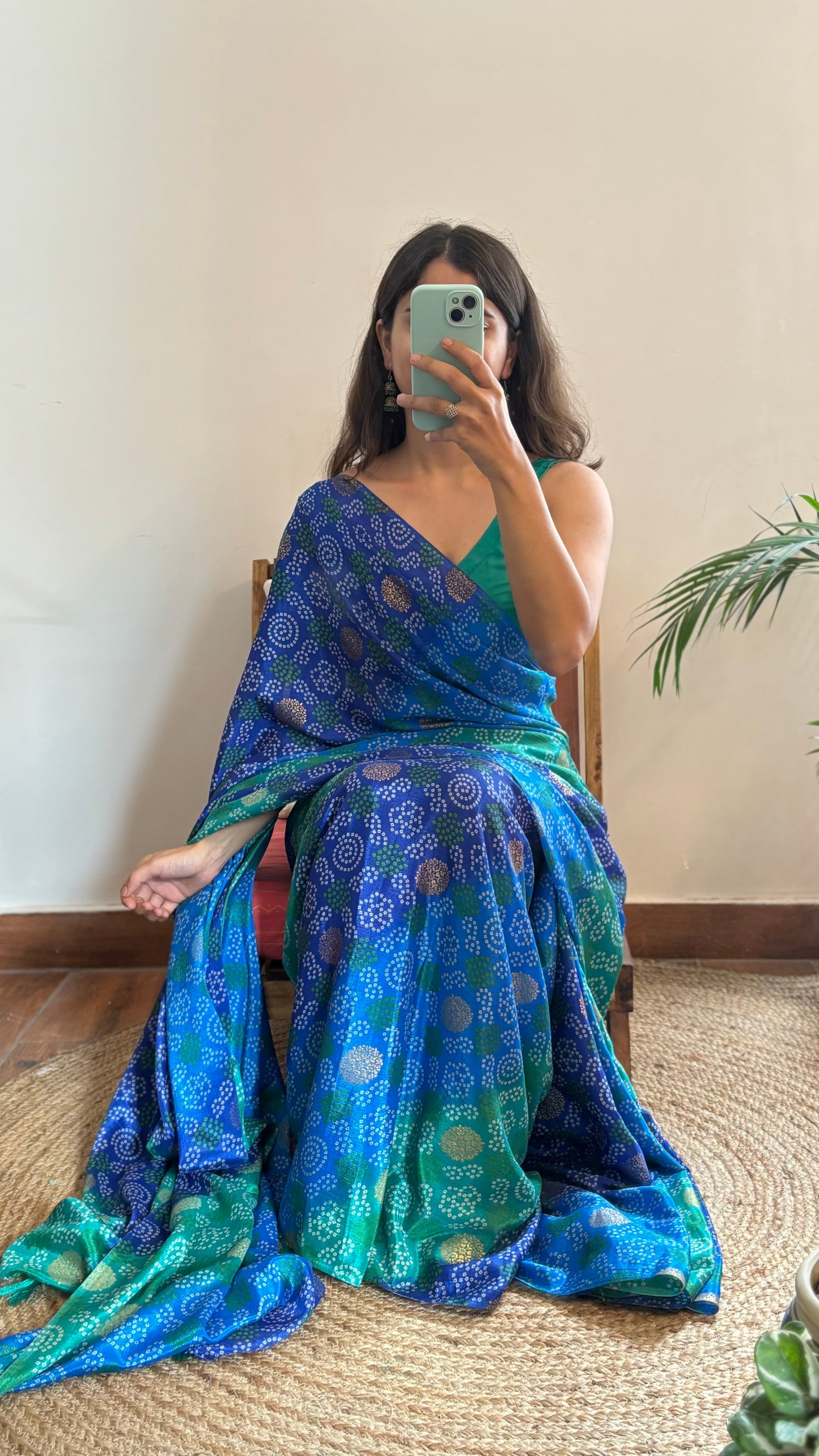 Blue-Green Printed saree