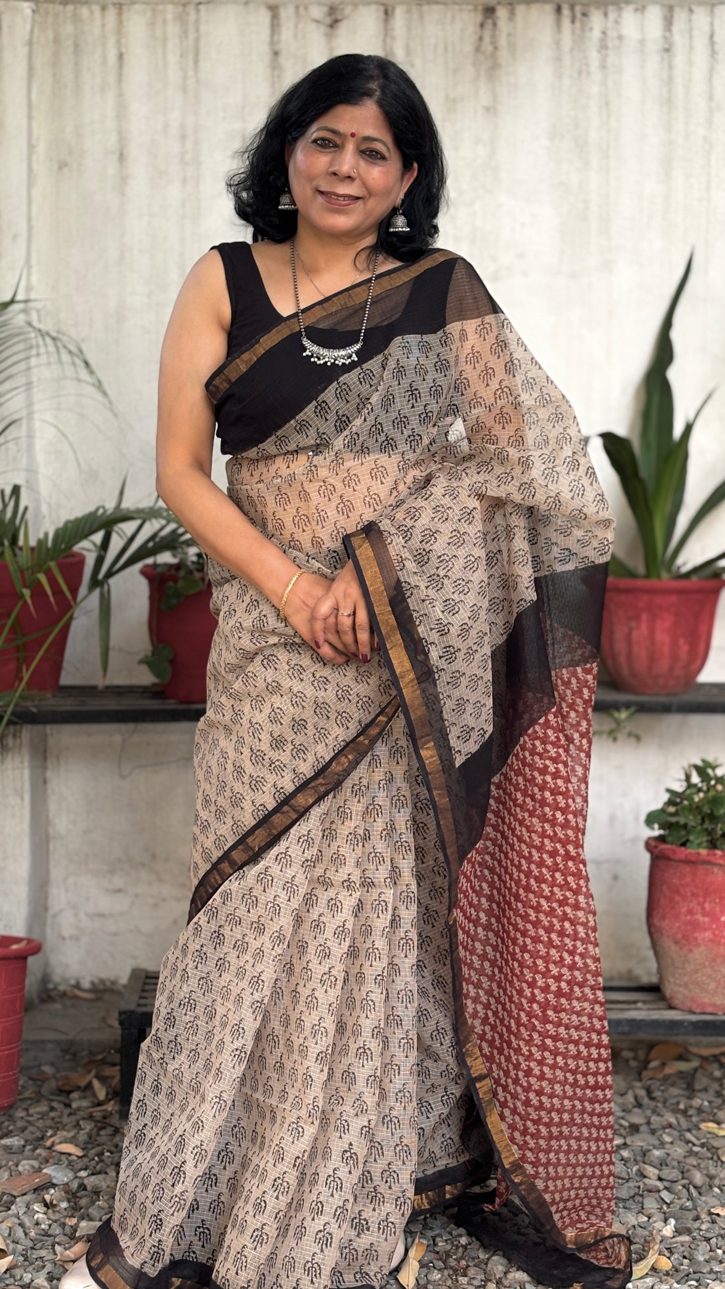 Kota Doria - Beige and Black
