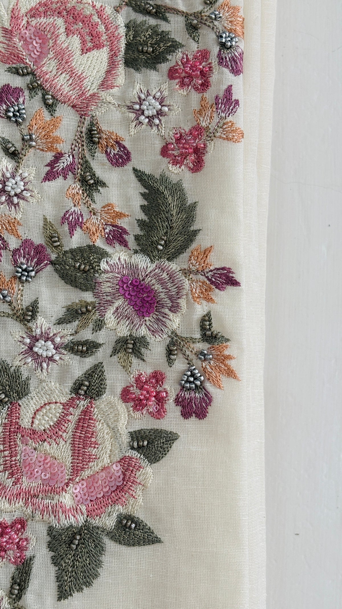 Floral Embroidered Neckline and Floral Printed Chiffon Dupatta with Lace
