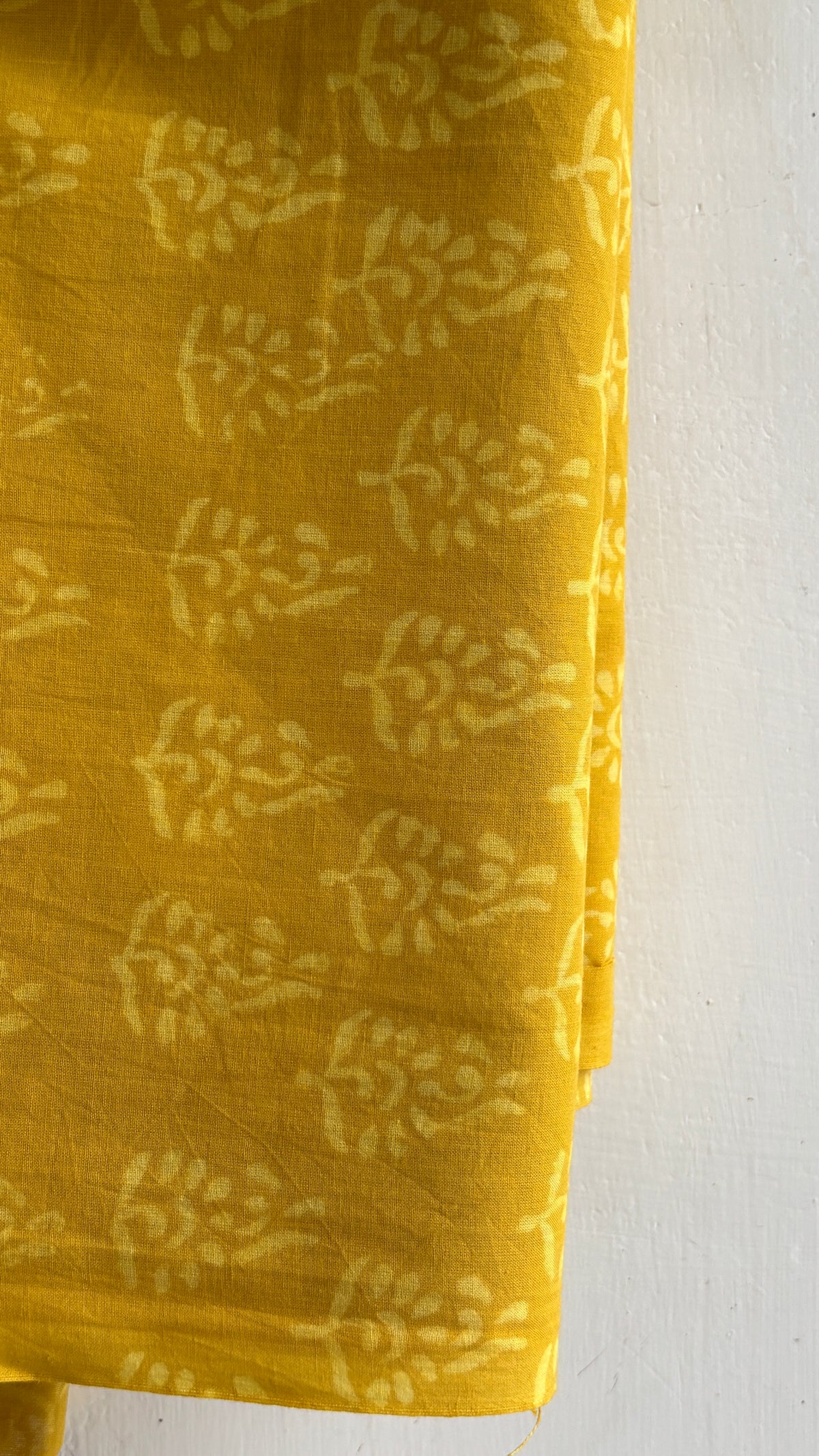 Mustard Yellow Floral Handblock Chanderi Silk Suit Set