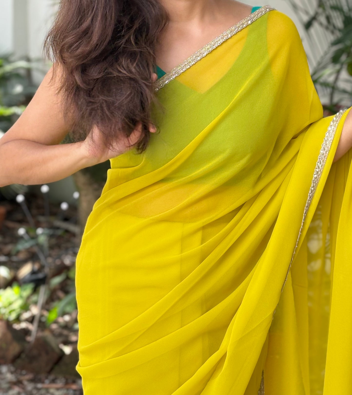 Lime-Yellow Georgette