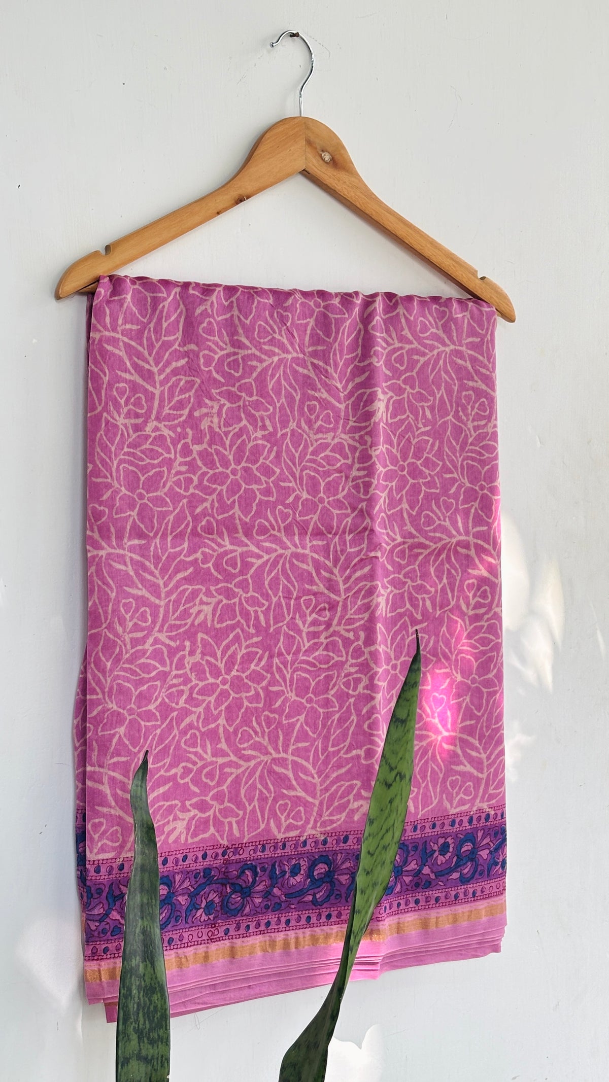 Pink Handblock Printed Chanderi Silk Saree