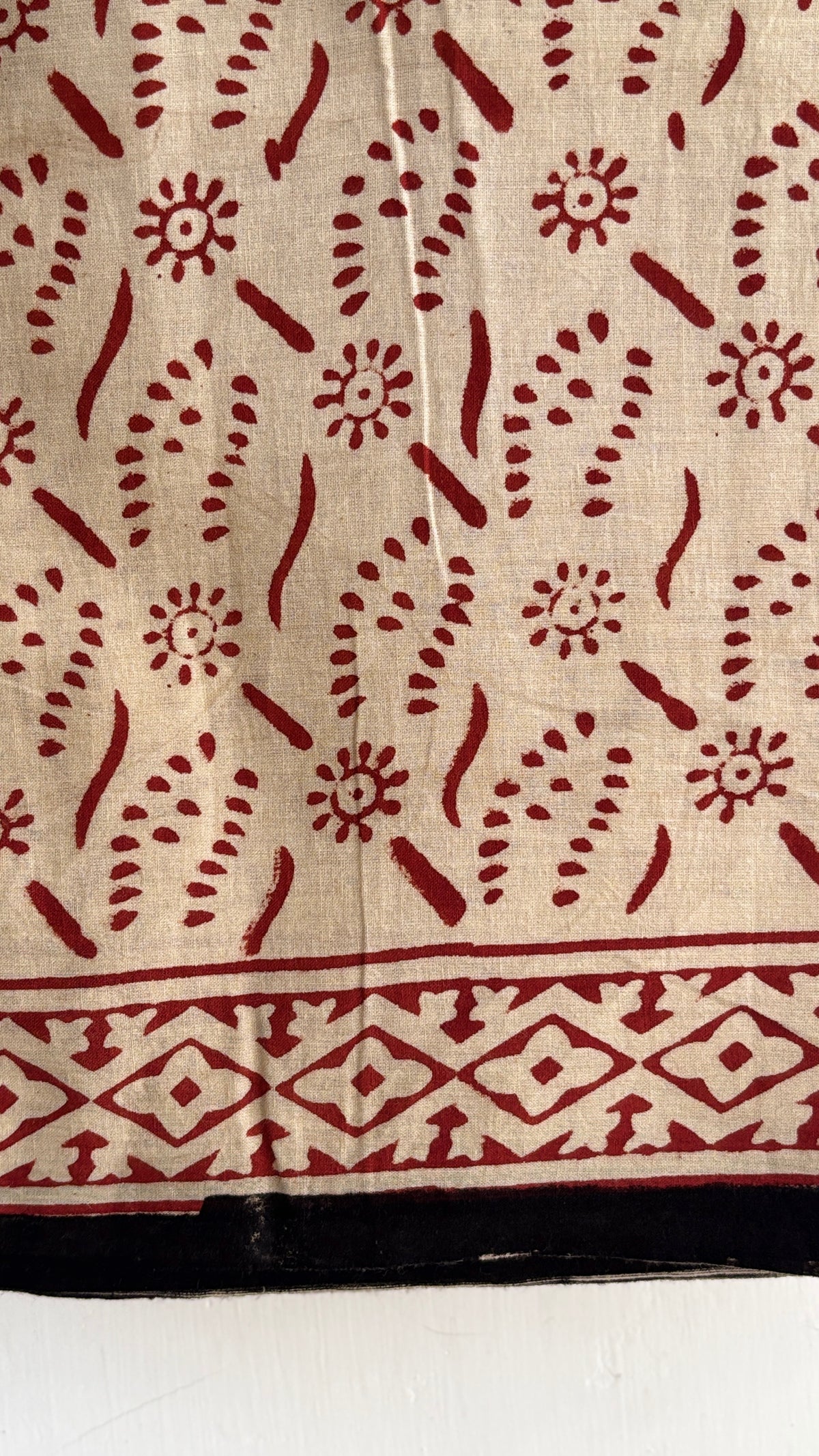 Black and Beige Handblock Printed Cotton Suit Set with Kota Doria Dupatta