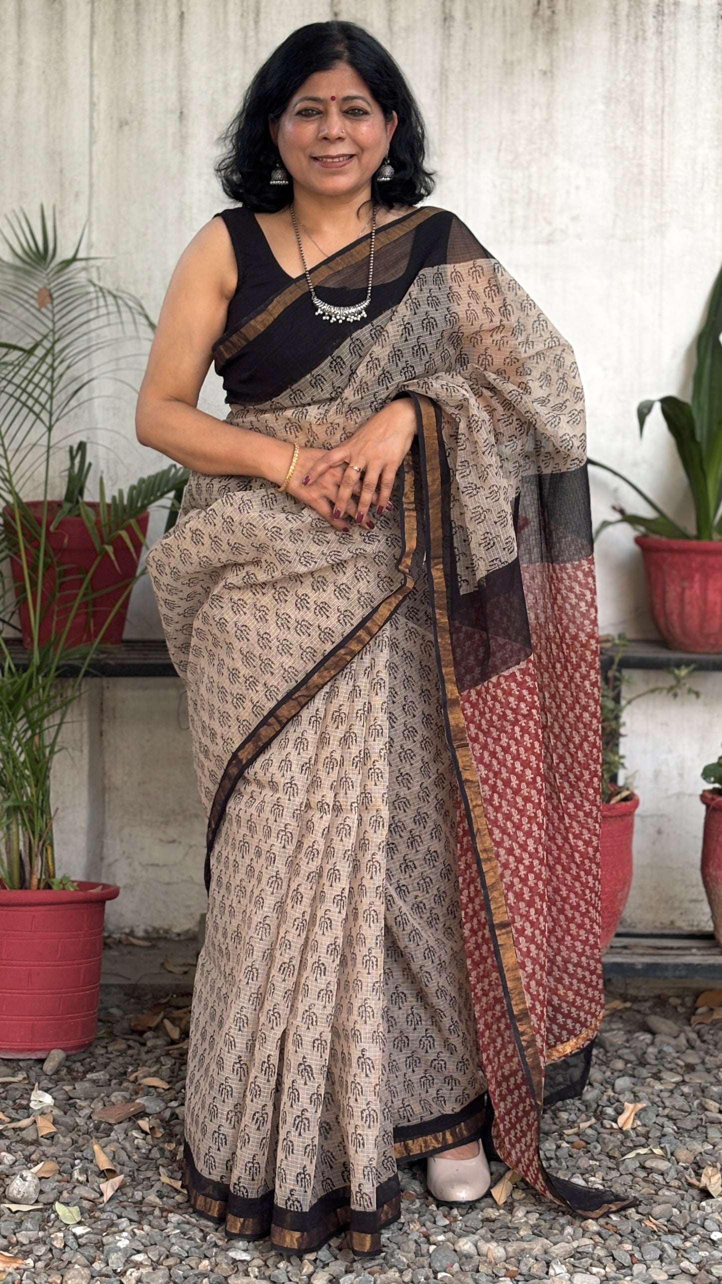 Kota Doria - Beige and Black