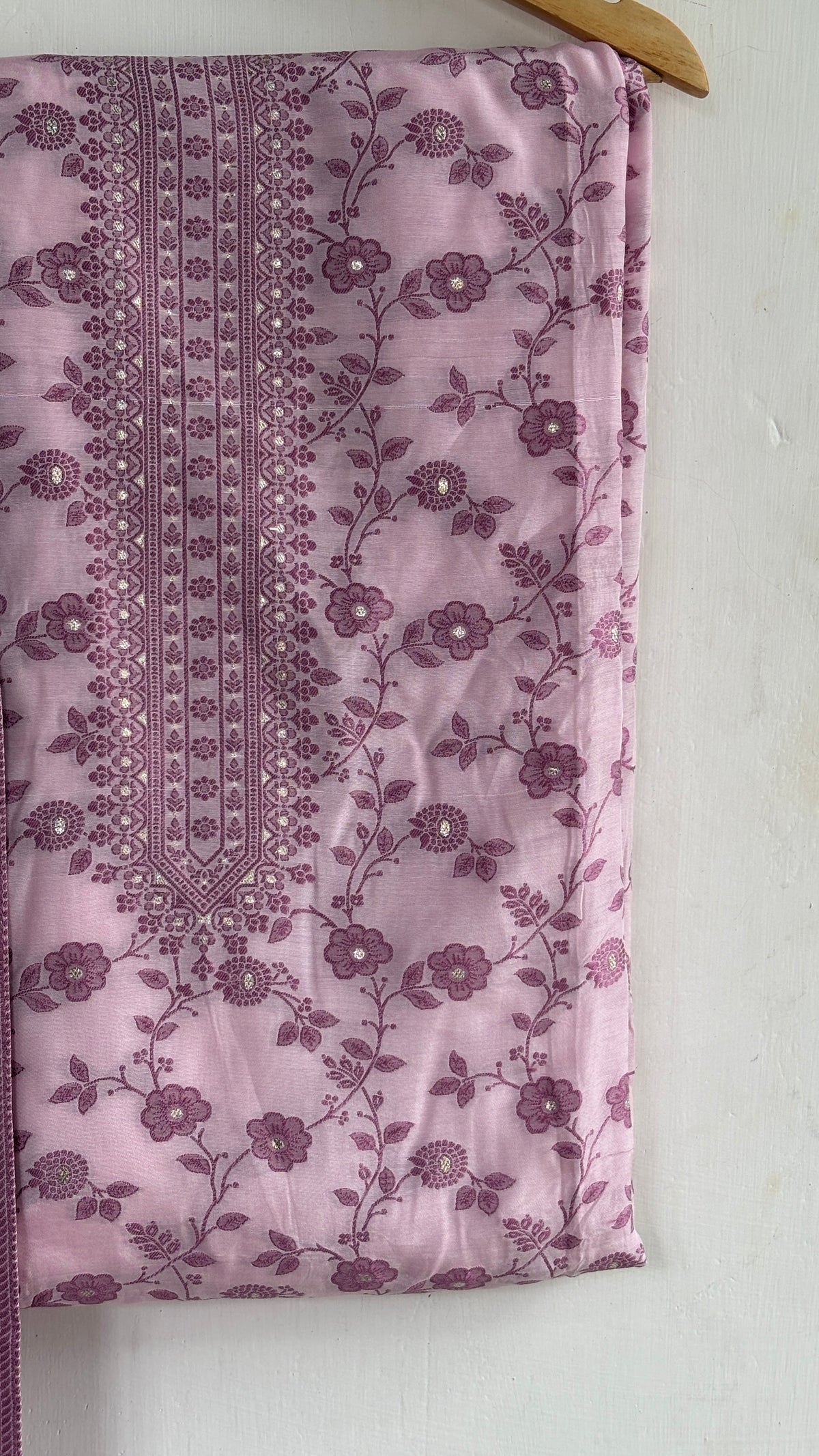 Floral Pattern Suit Set with Embellished Neckline and Dupatta