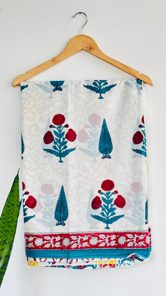 Handblock Printed Mul Cotton Saree