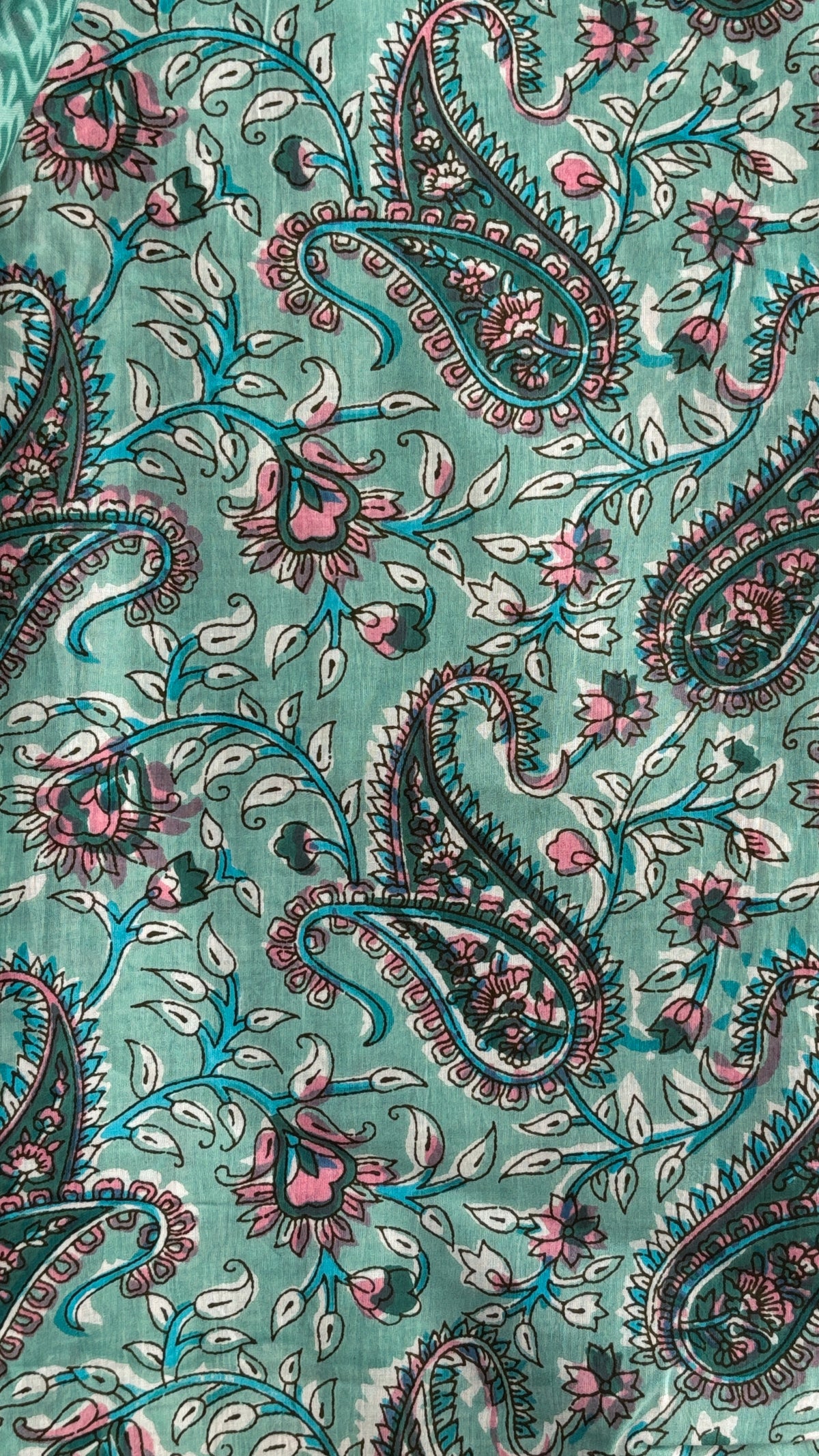 Green Handblock Printed Cotton Suit Set with Mul Cotton Dupatta