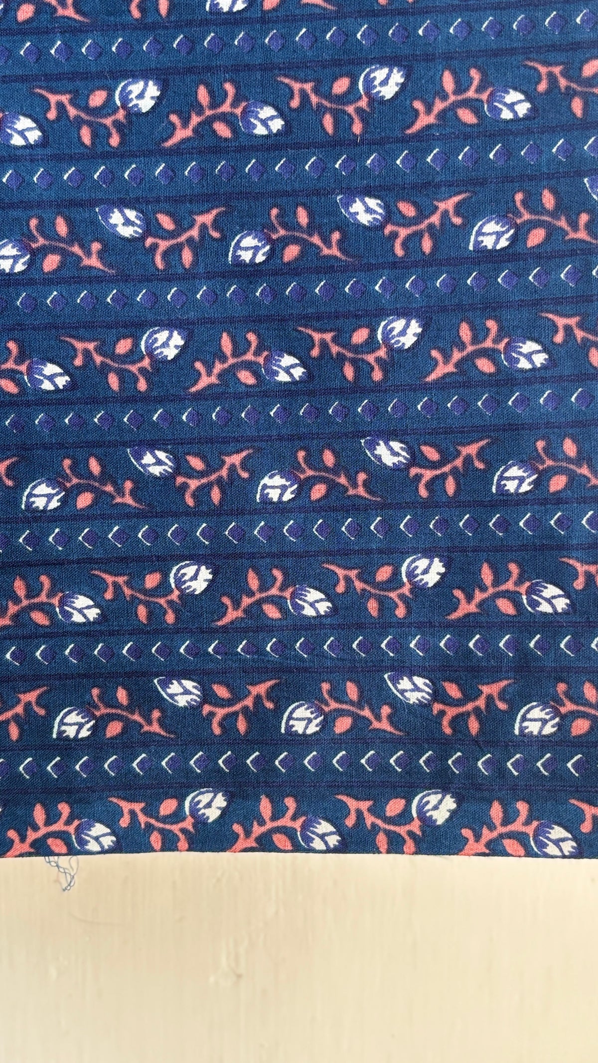 Dark Blue Floral Printed Suit Set with Cotton Dupatta