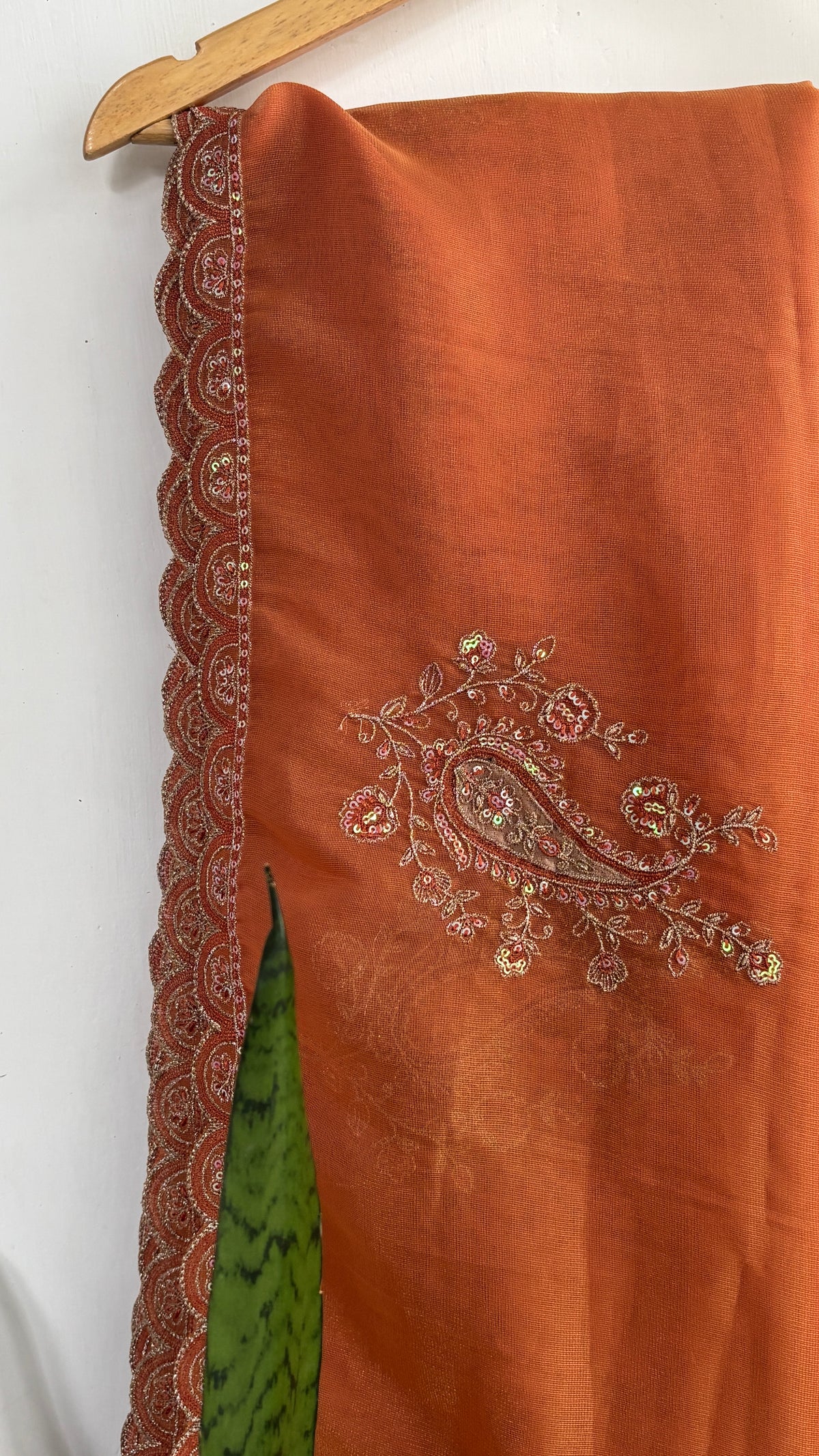 Embroidered Suit Set with Sequinned Dupatta and Lace Detailing
