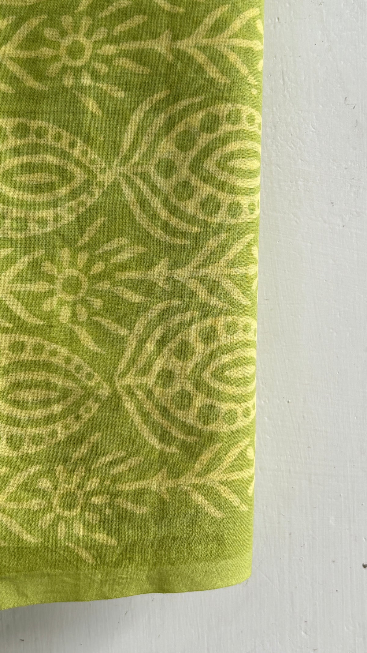 Lime Green Paisley Print Handblock Chanderi Silk Suit Set