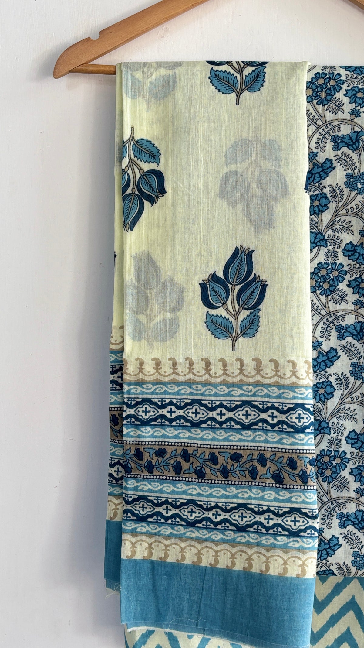 Floral Printed Cotton Suit Set with Cotton Dupatta