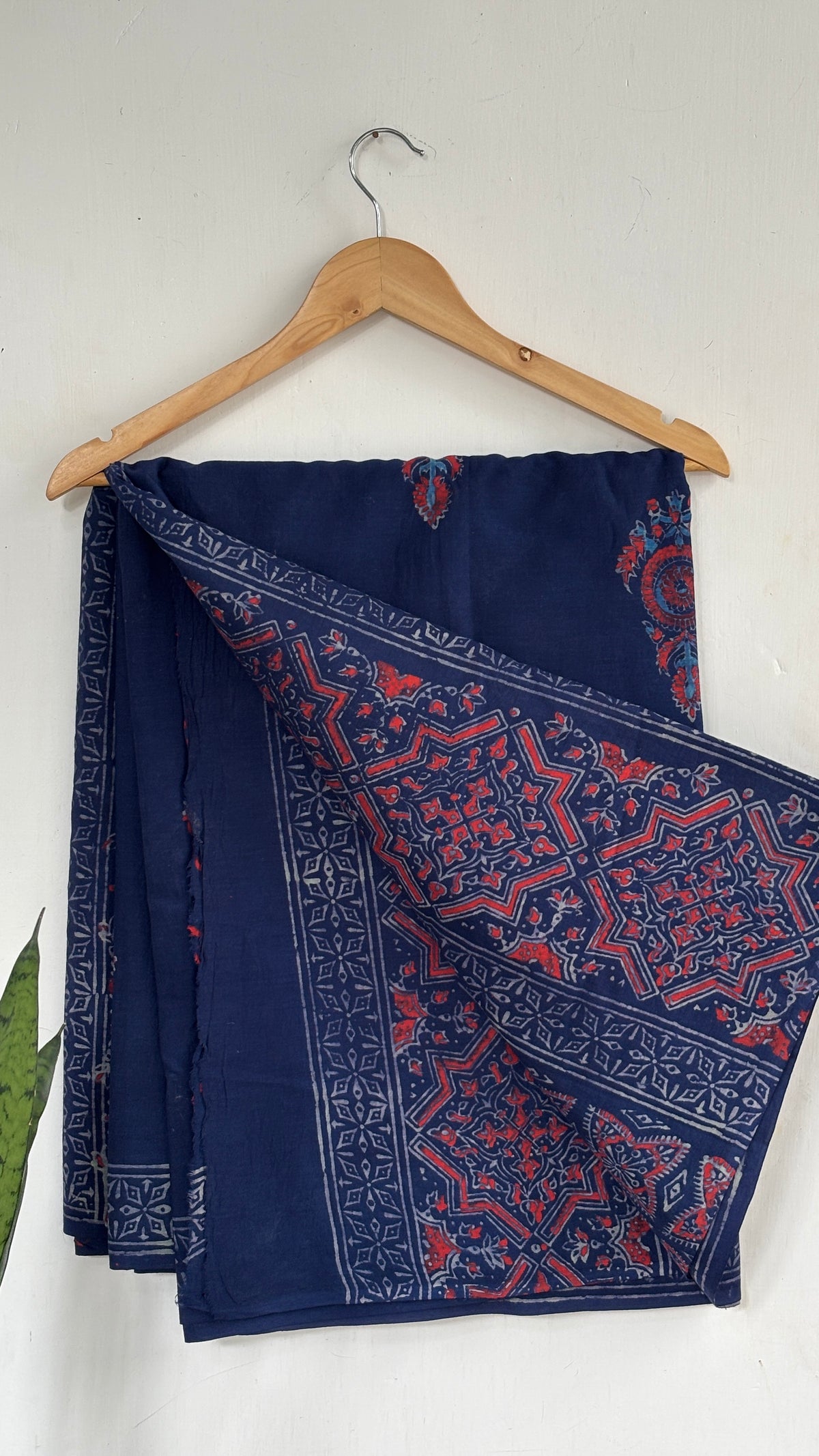Ornamental Motif Handblock Mul Cotton Saree