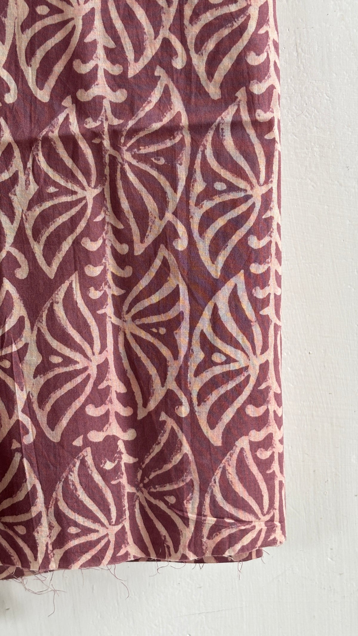 Dusty Rose Leaf & Buti Handblock Chanderi Silk Suit Set