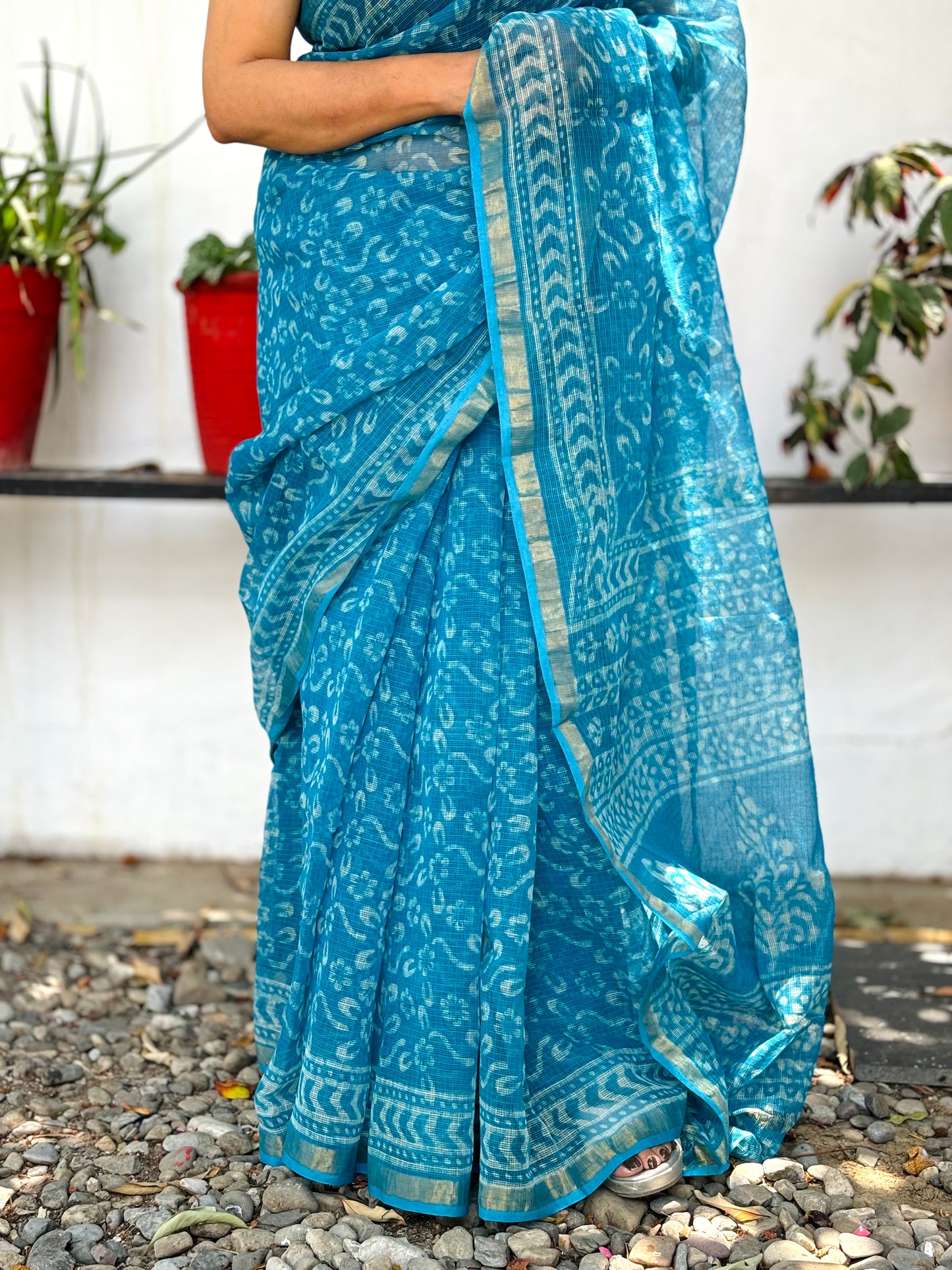 Blue Handblock Printed Kota Doria