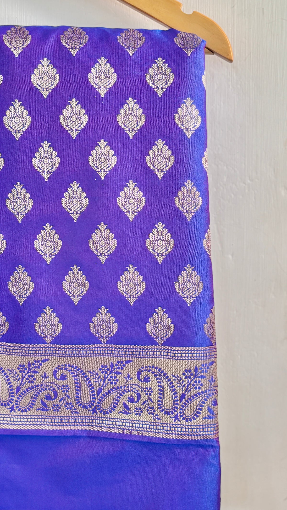 Dark Blue Semi-Silk Banarasi Suit Set