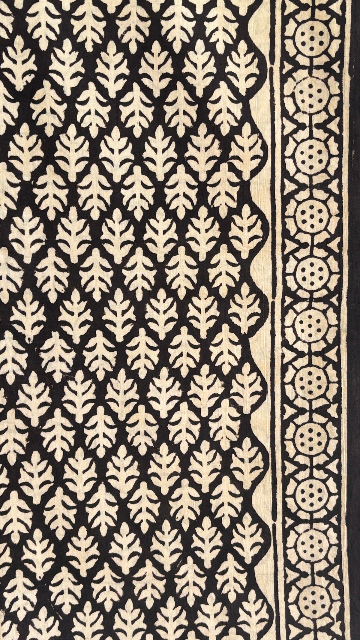 Black Handblock Printed Cotton Suit Set with Kota Doria Dupatta
