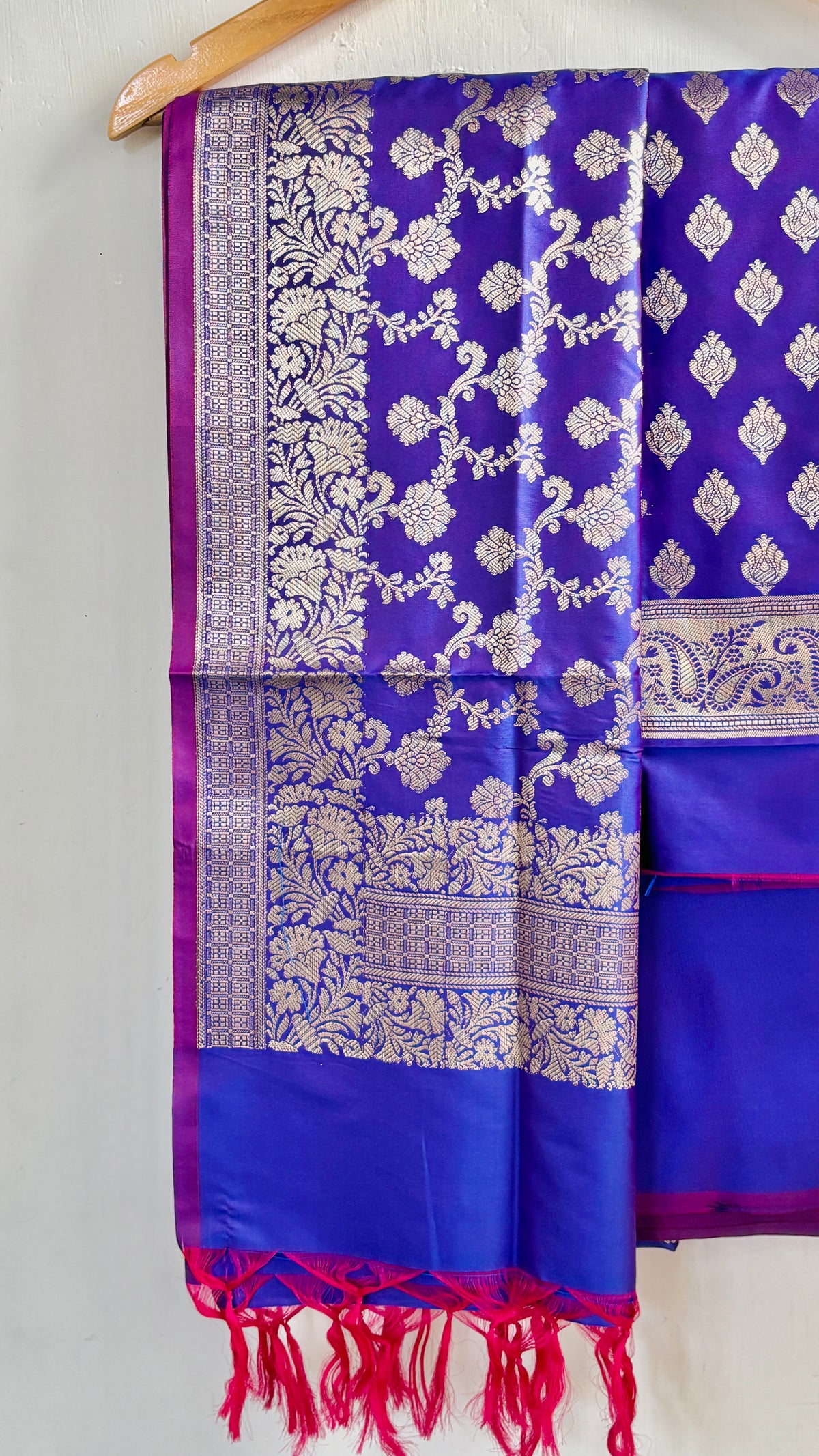 Dark Blue Semi-Silk Banarasi Suit Set
