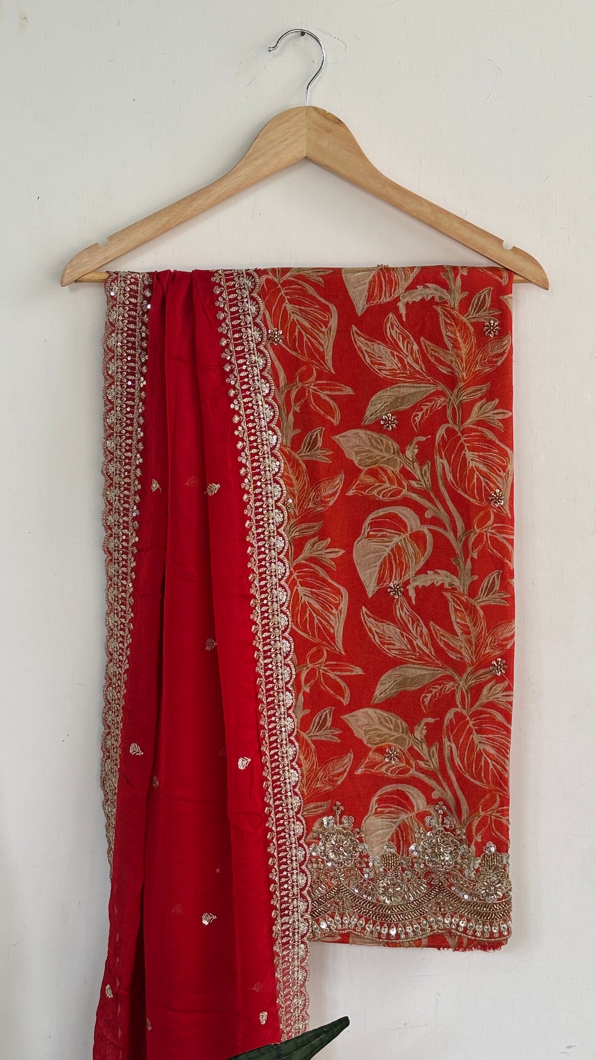 Floral Printed Suit Set with Sequin Work Dupatta