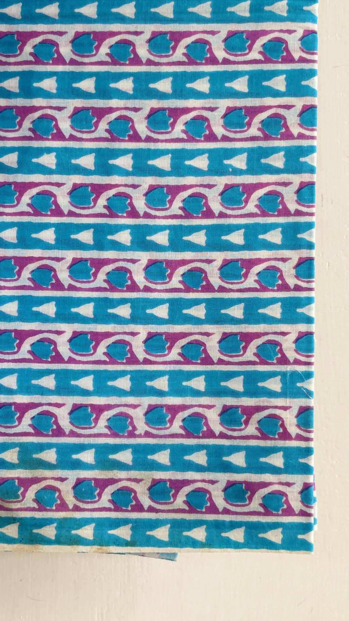 Bright Blue and Pink Cotton Suit Set with Cotton Dupatta