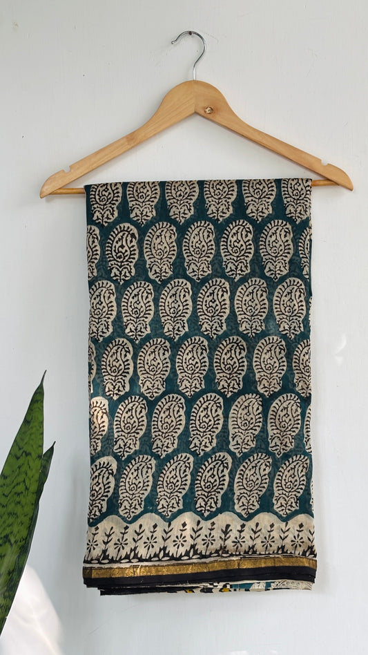 Handblock Printed Chanderi Silk Saree