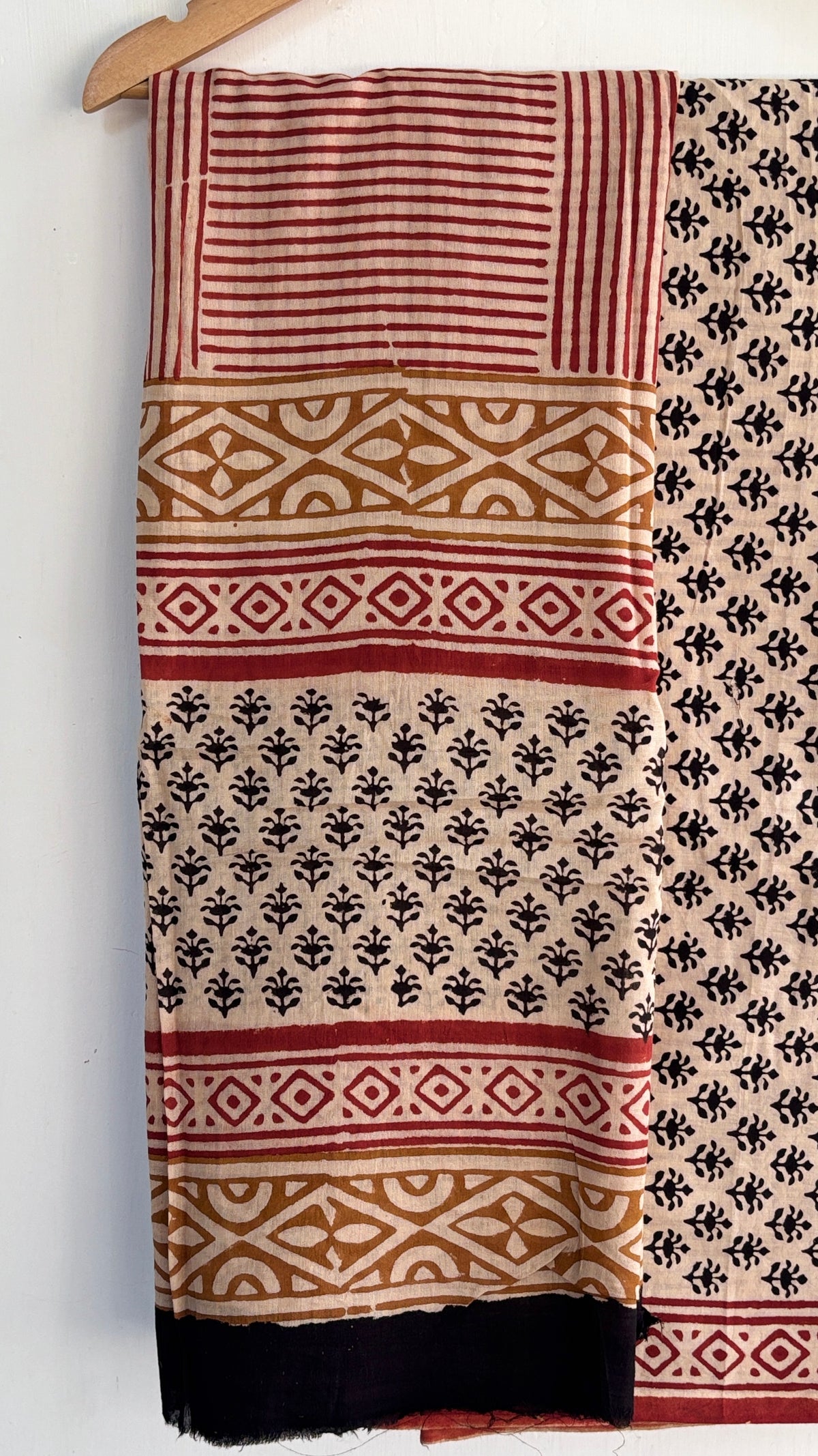 Beige Handblock Printed Cotton Suit Set with Mul Cotton Dupatta