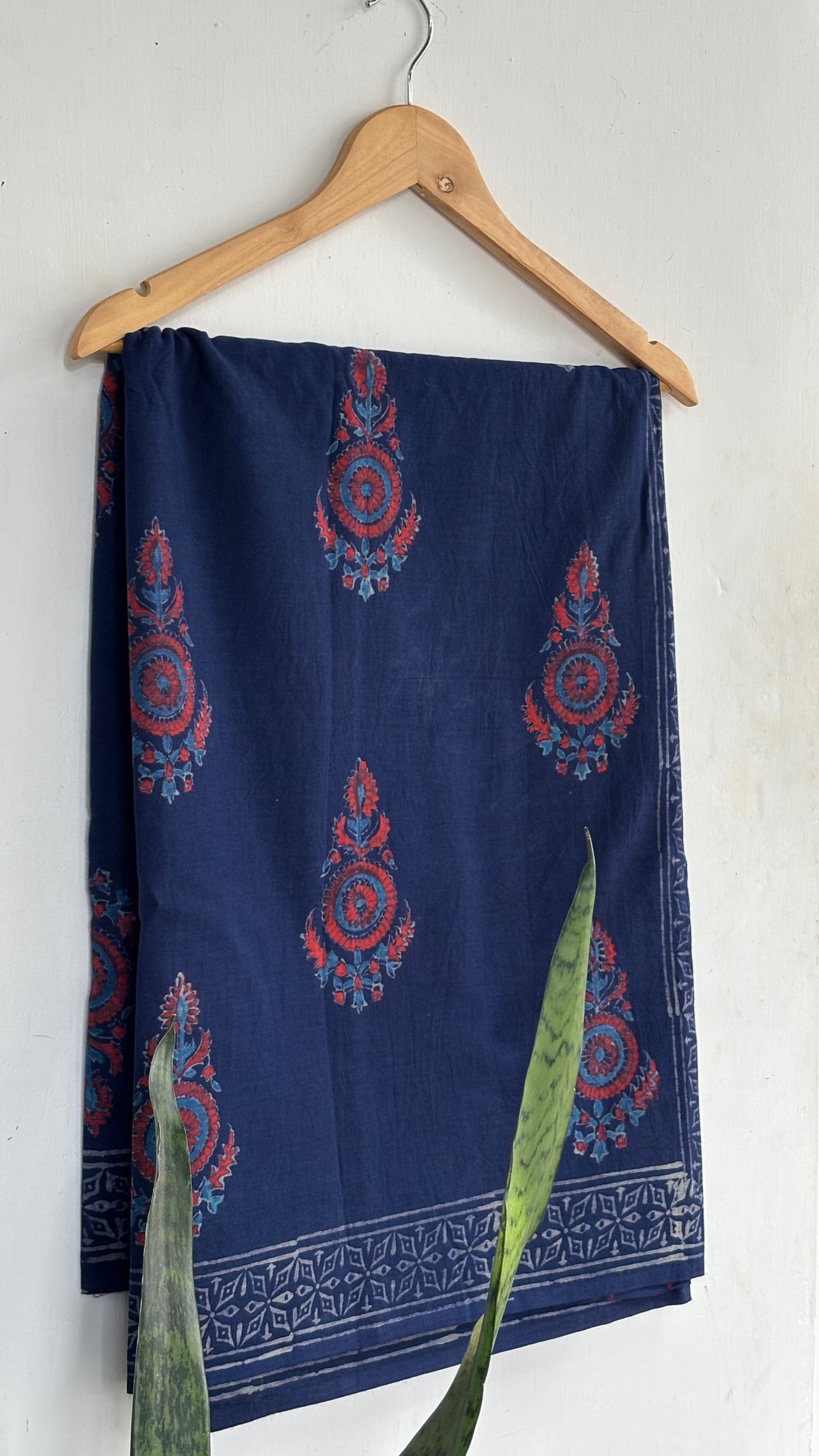 Ornamental Motif Handblock Mul Cotton Saree