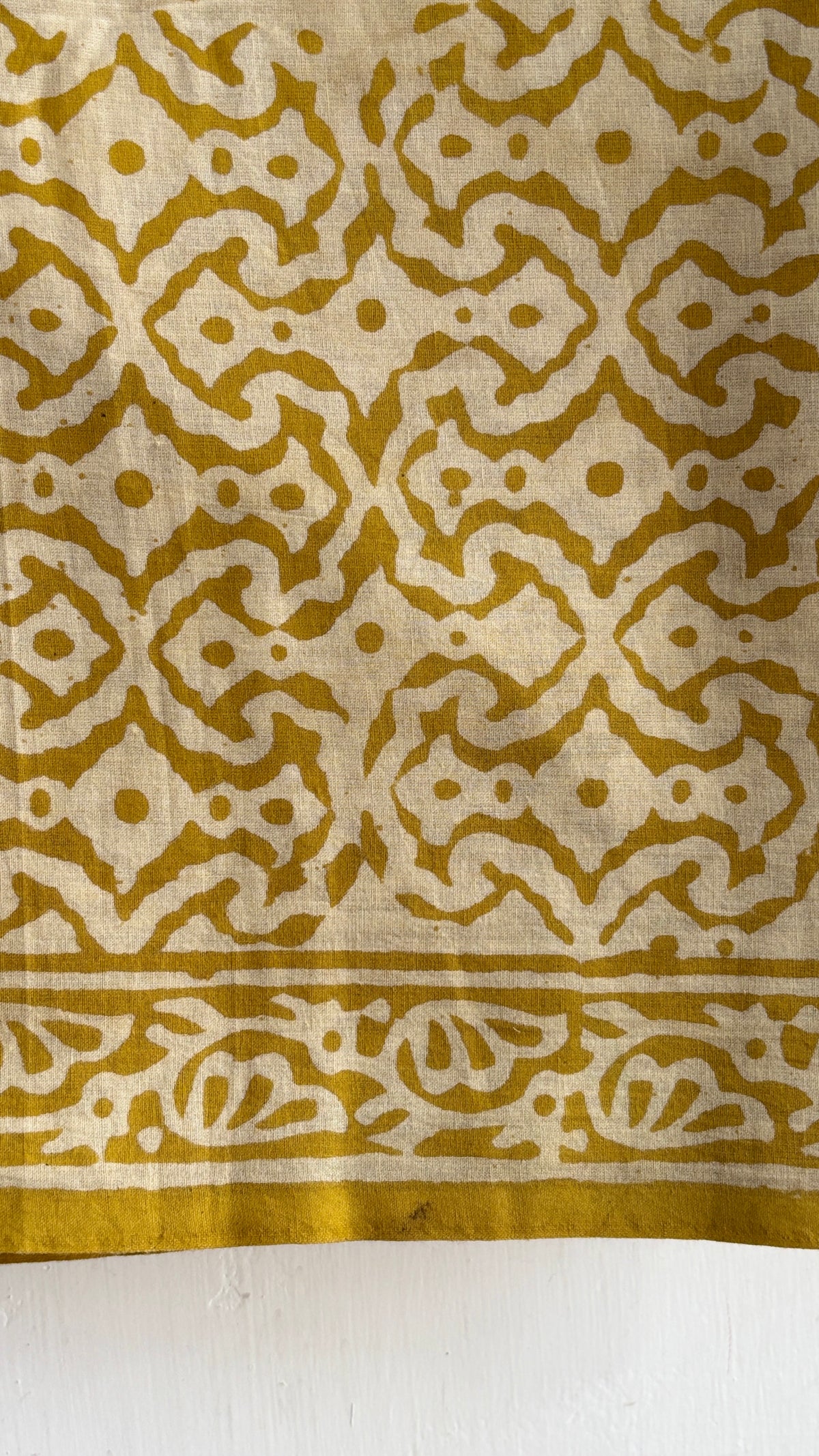 Yellow Black Handblock Printed Cotton Suit Set with Cotton Dupatta