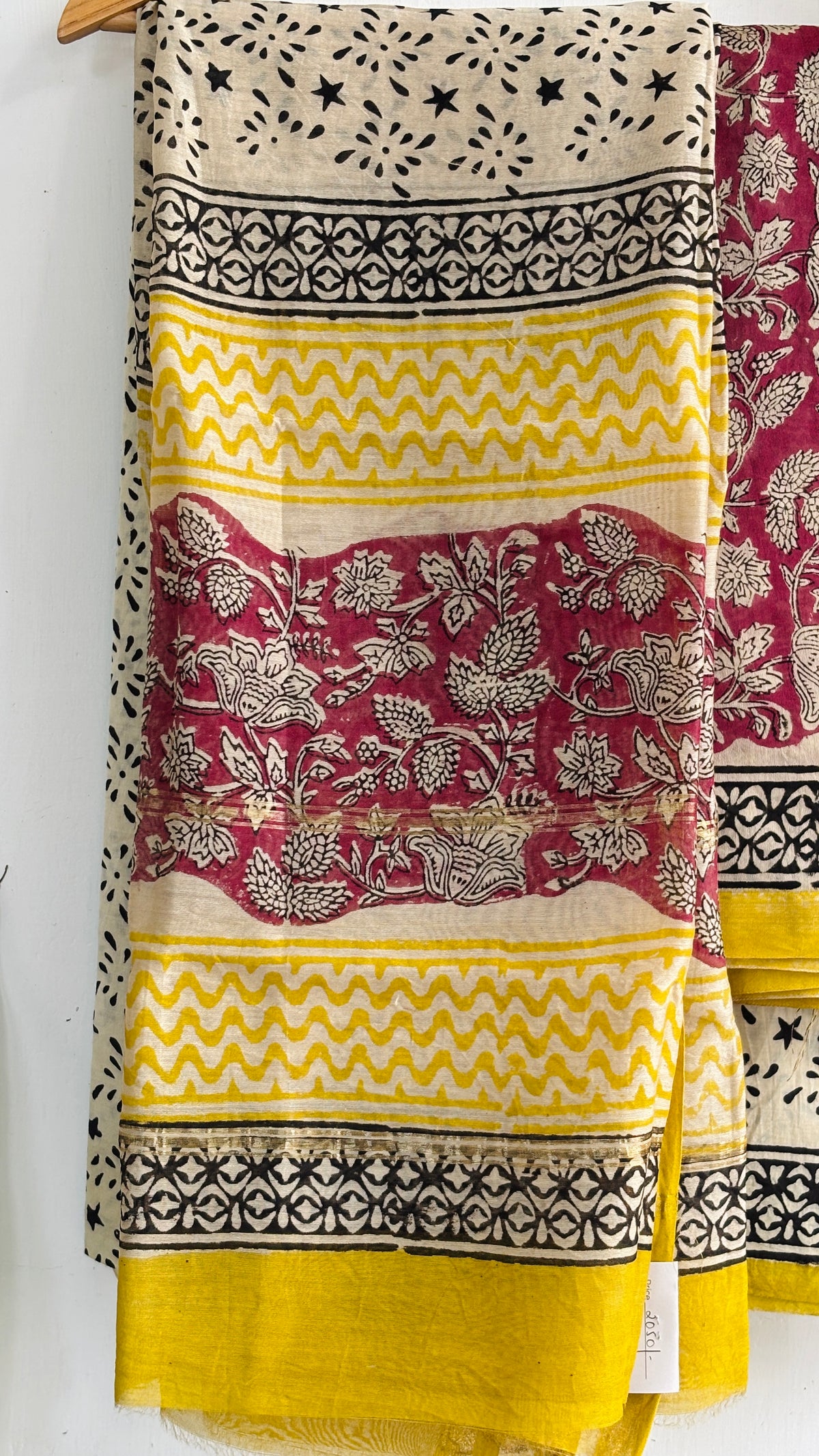 Maroon Mustard Floral Handblock Chanderi Silk Suit Set