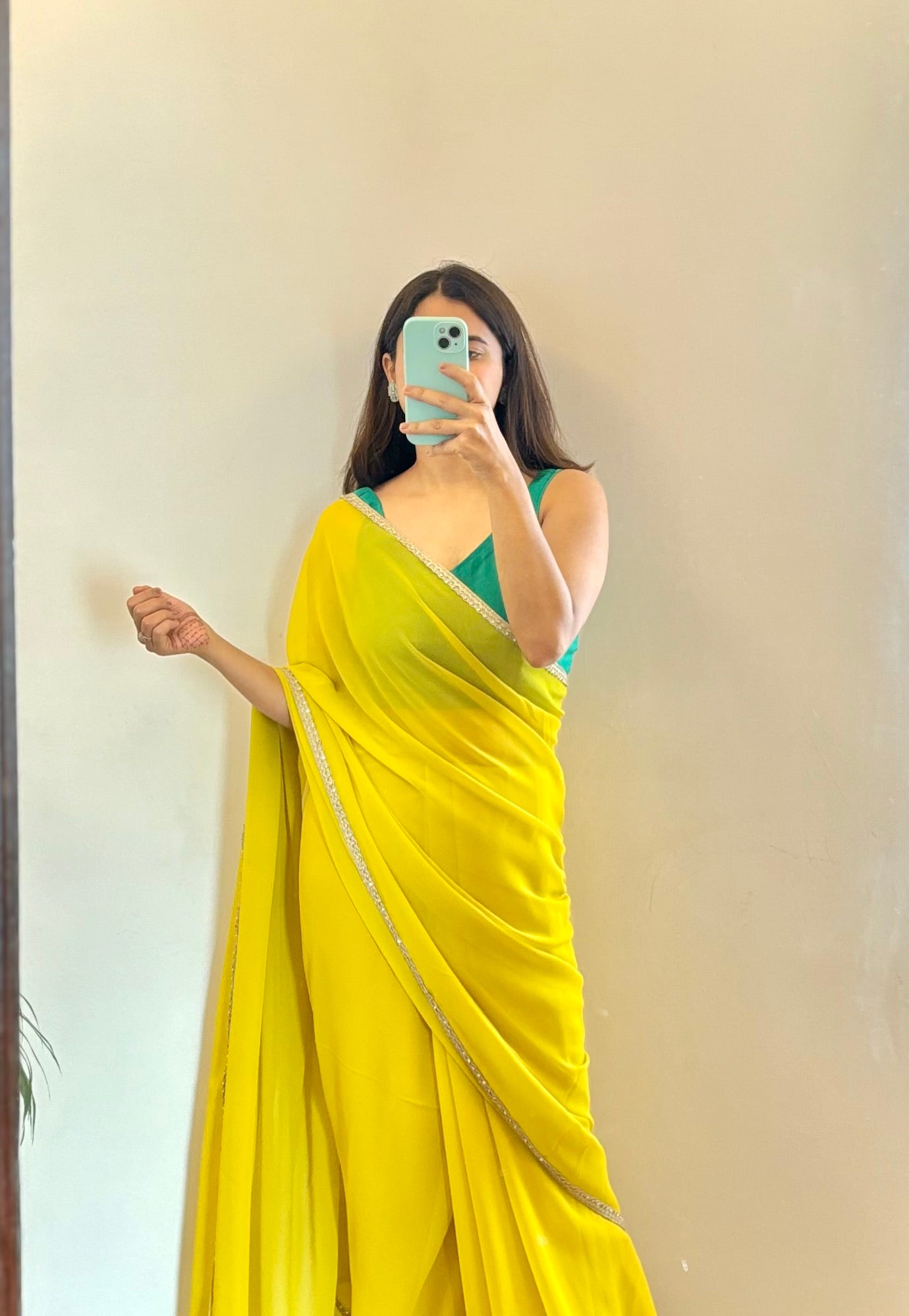 Lime-Yellow Georgette